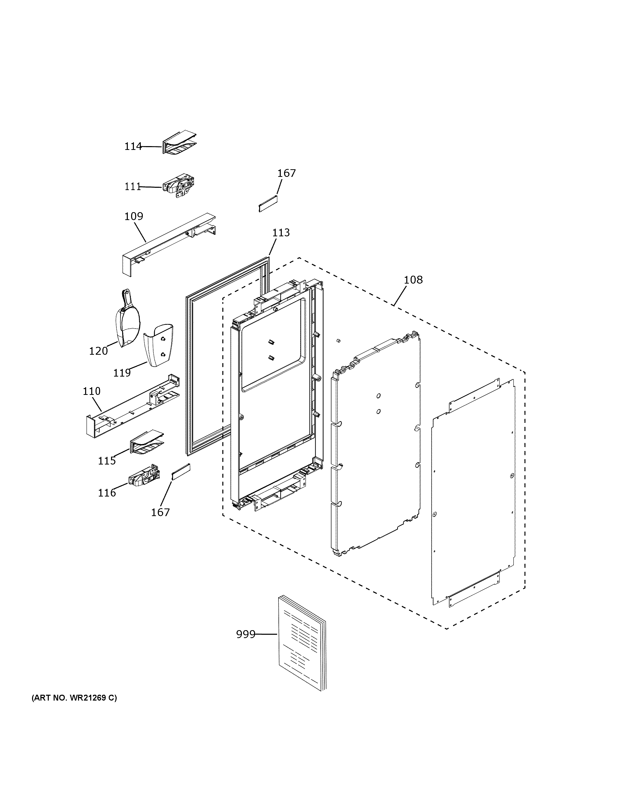 GE UNC15NPRBII door diagram