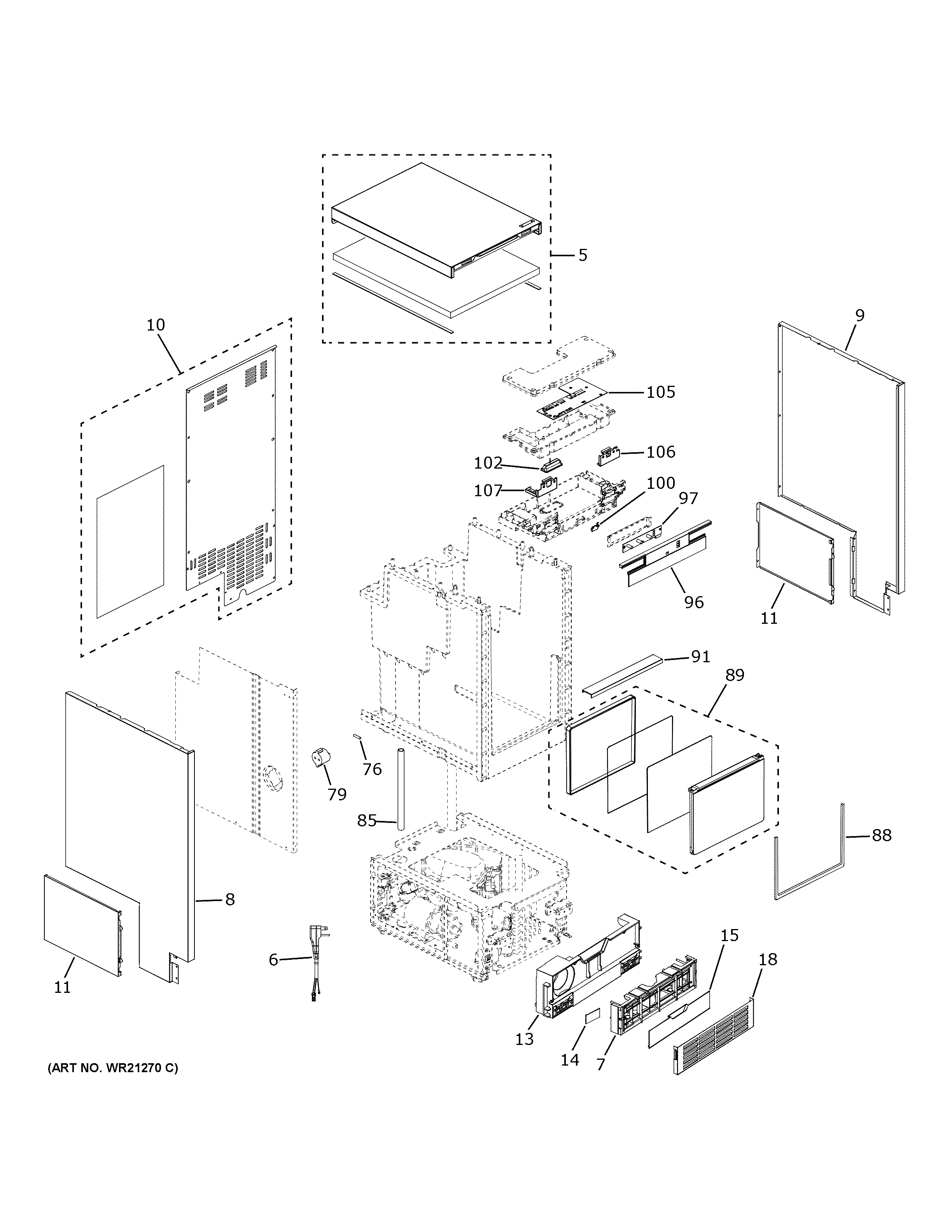 GE UNC15NPRBII cabinet diagram
