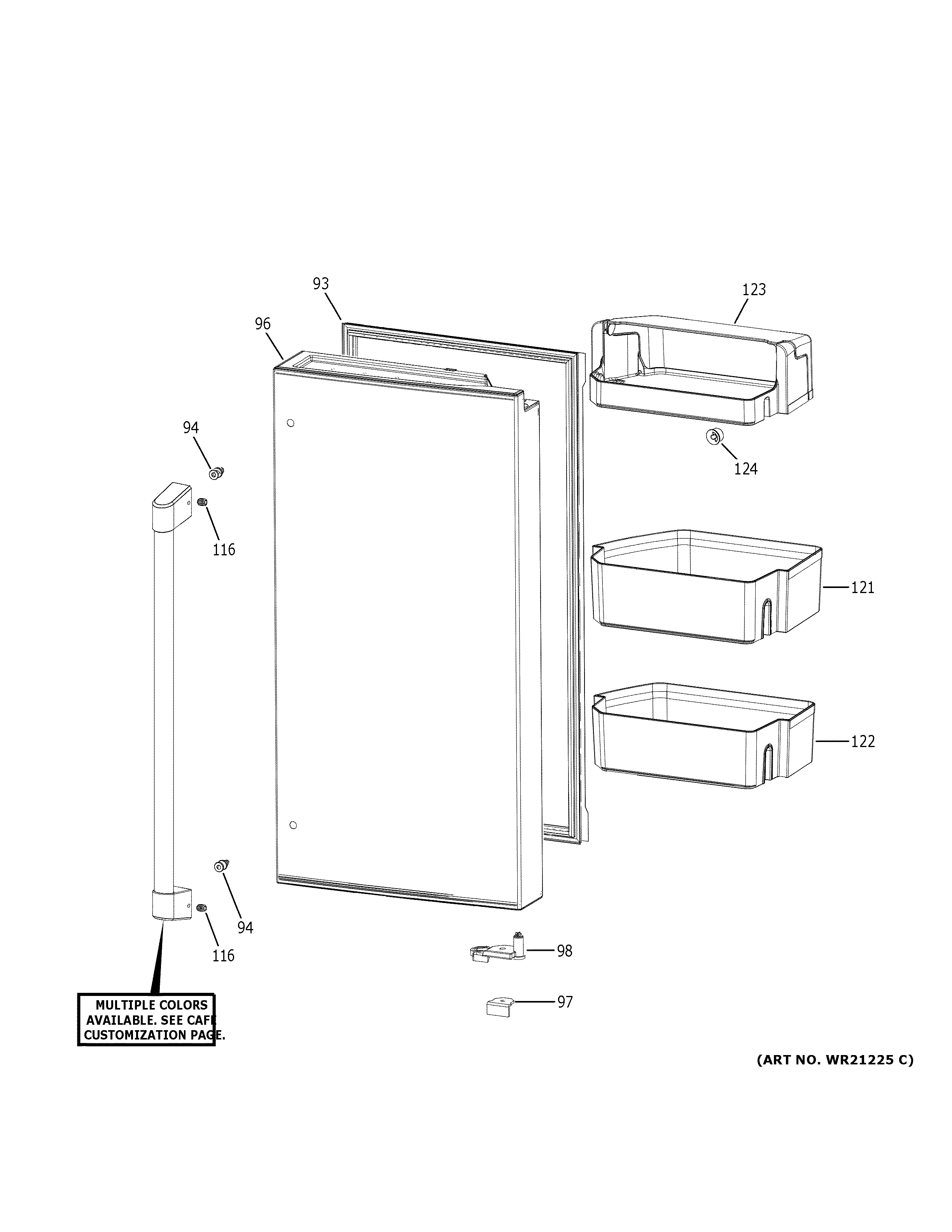 GE CVE28DP2NBS1 refrigerator door diagram