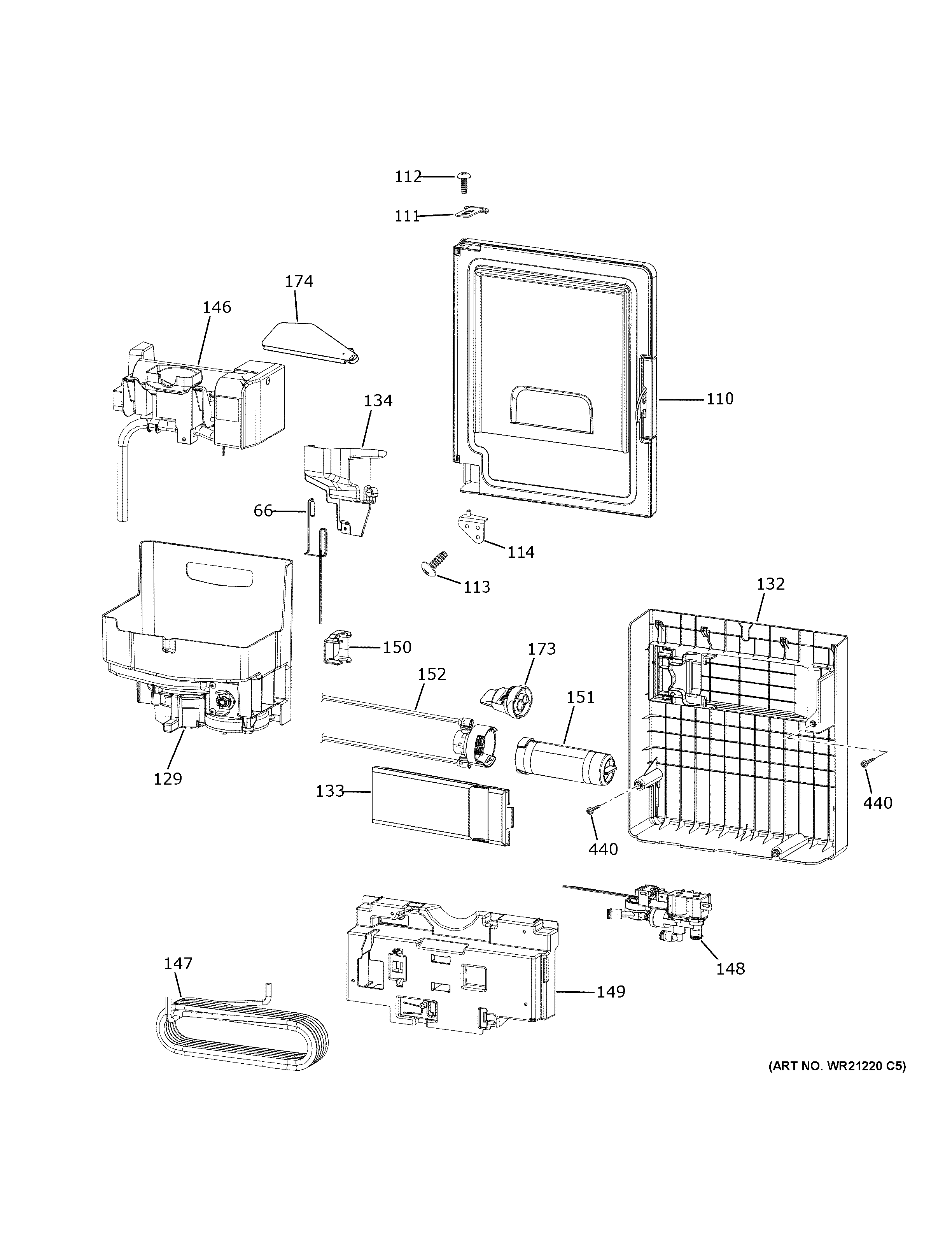 GE CVE28DP2NBS1 ice maker & dispenser diagram