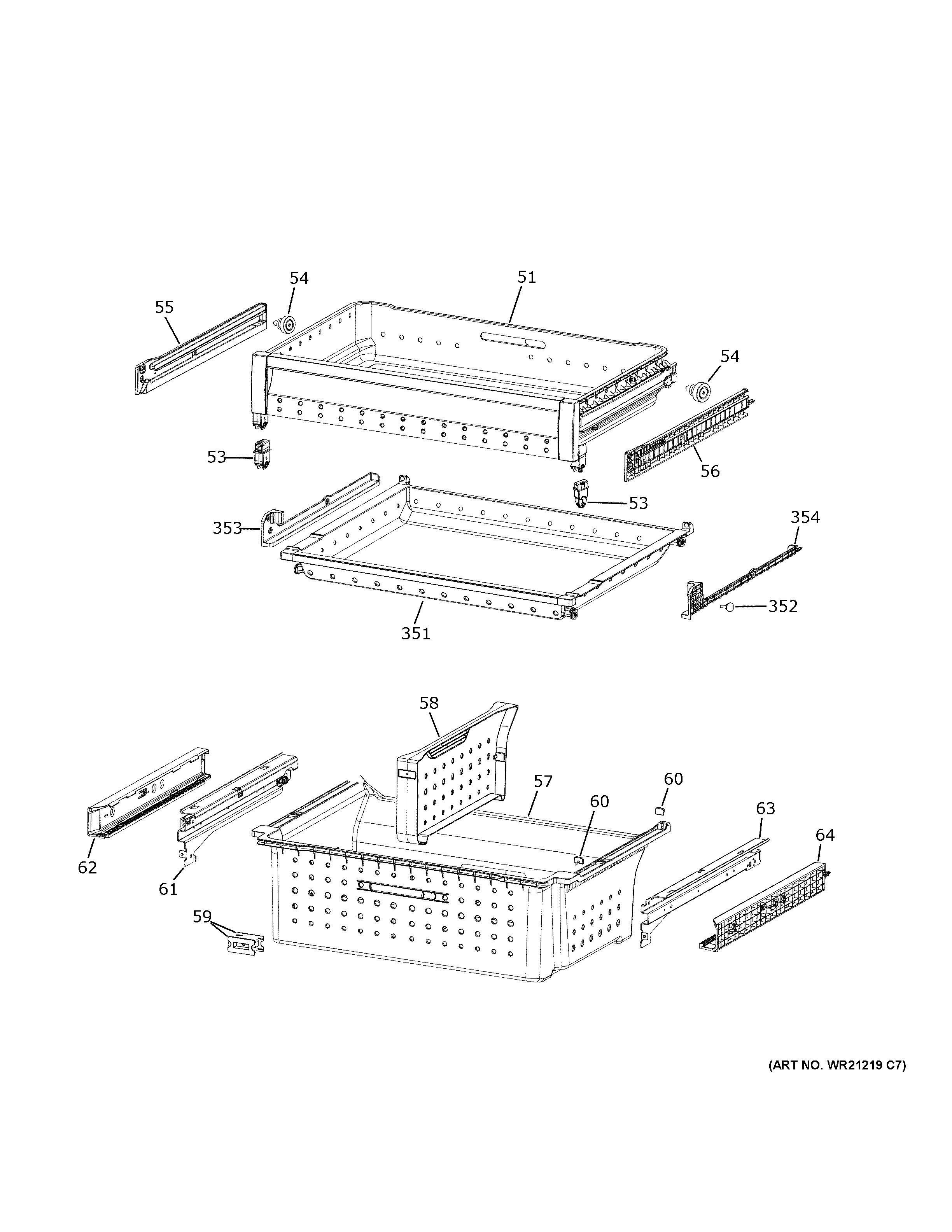 GE CVE28DP3ND1 freezer shelves diagram