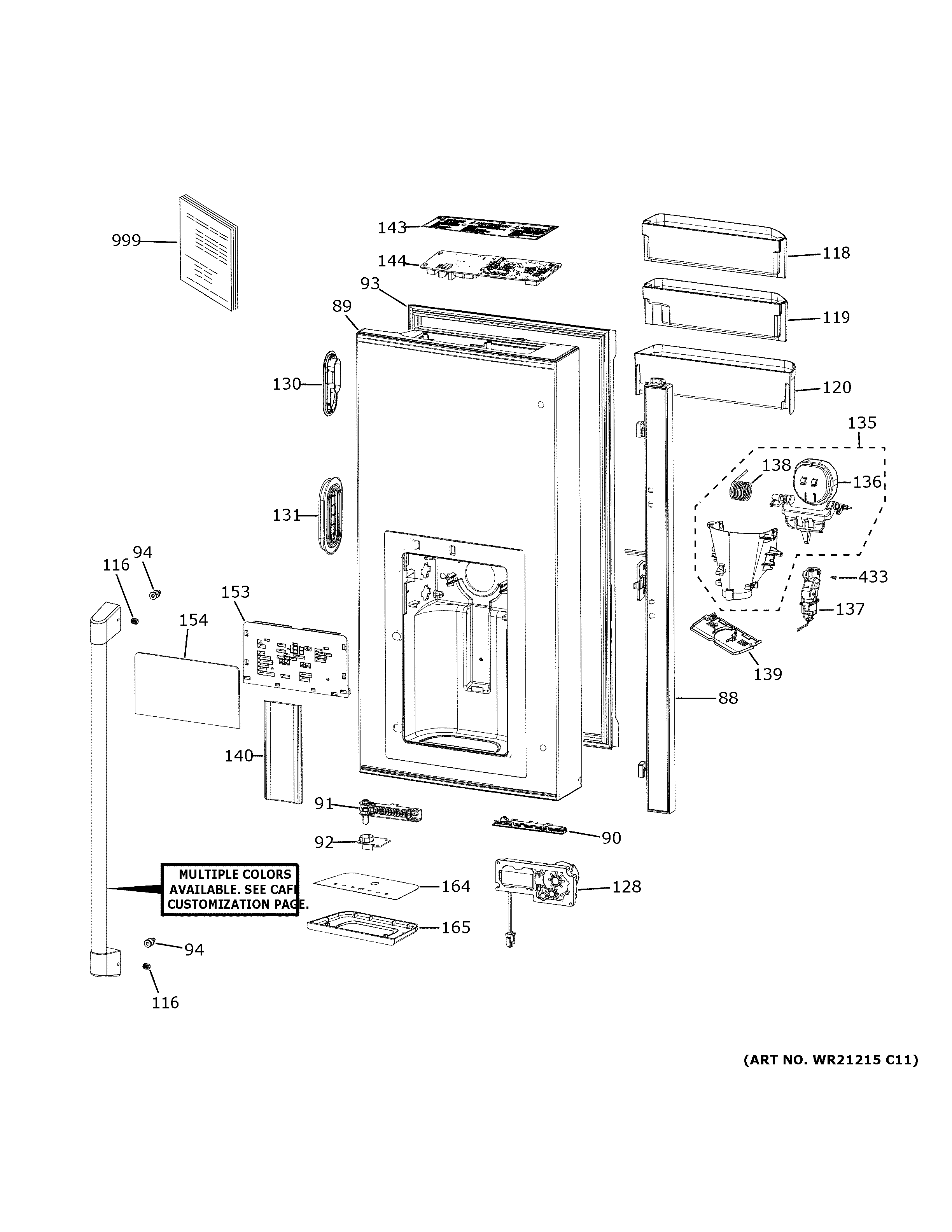 GE CVE28DP2NS1 dispenser door diagram