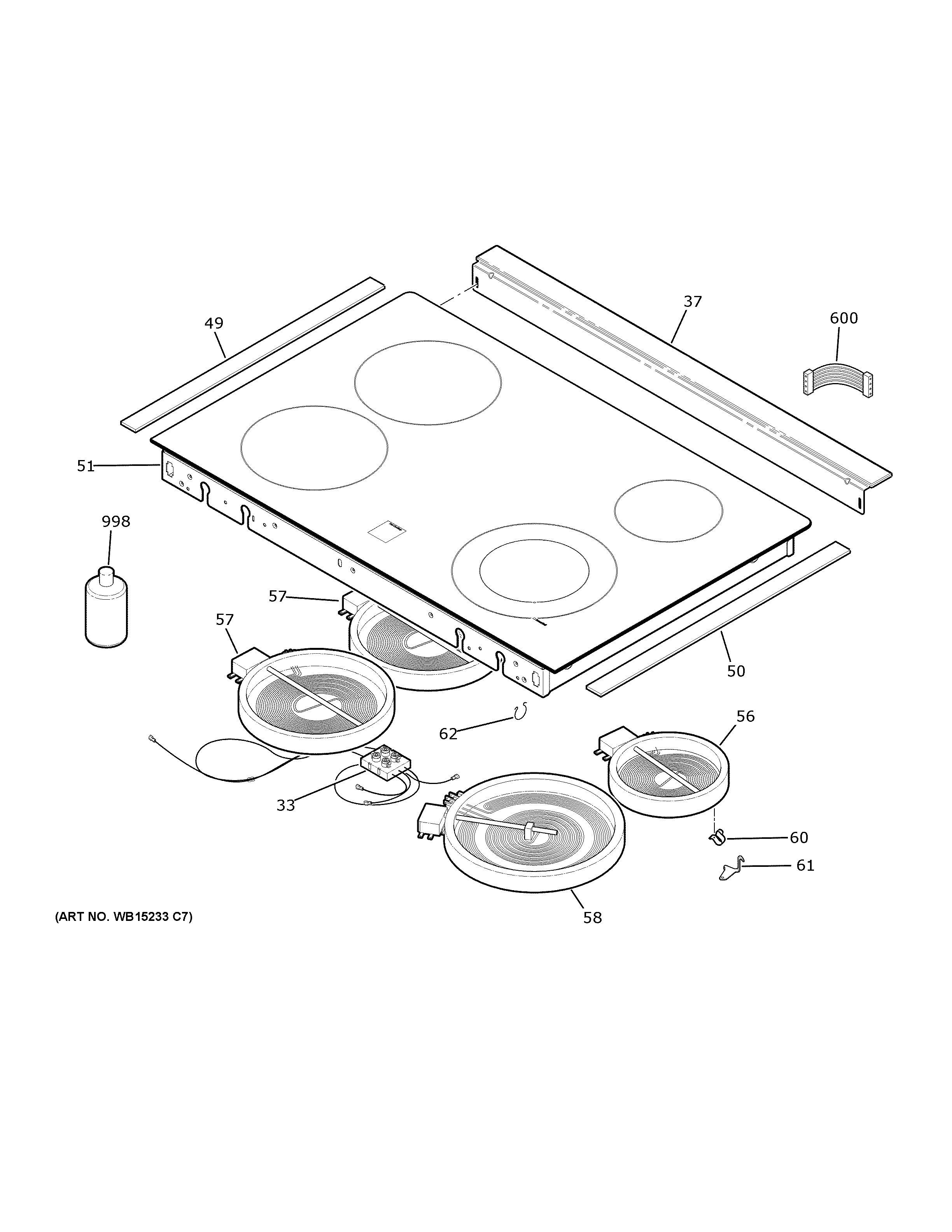 GE JD630ST1SS cooktop diagram