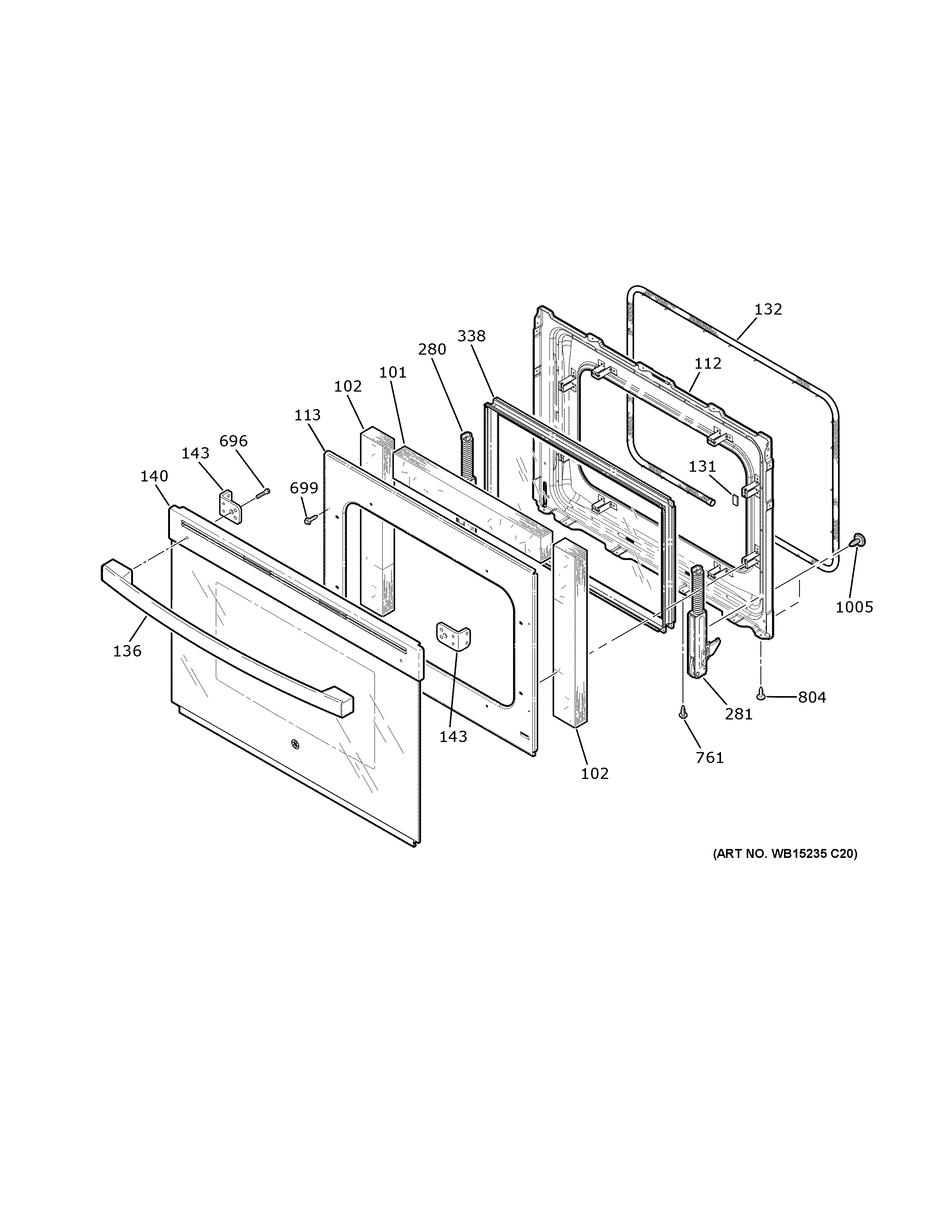 GE JD630ST1SS door diagram