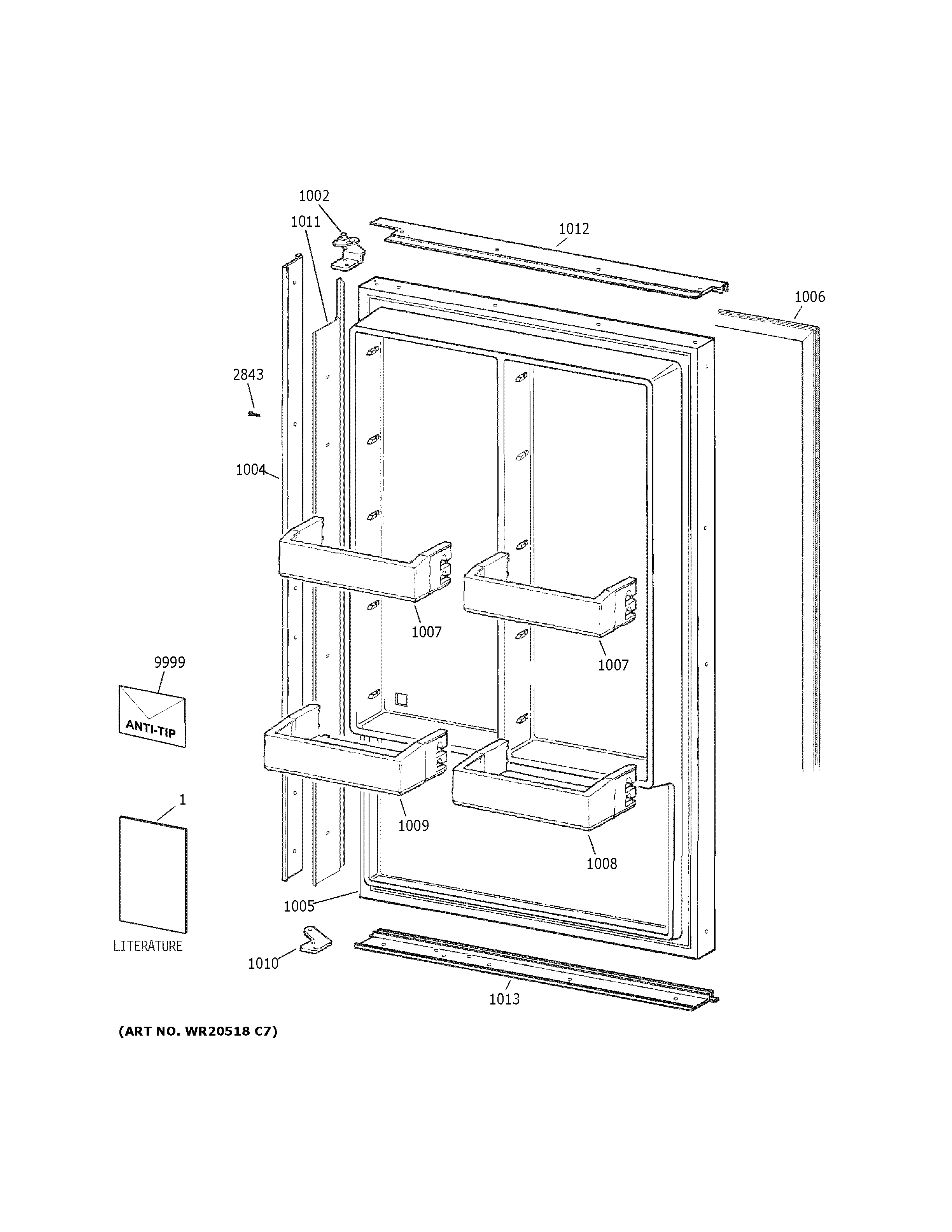 GE ZIF360NNBLH door diagram
