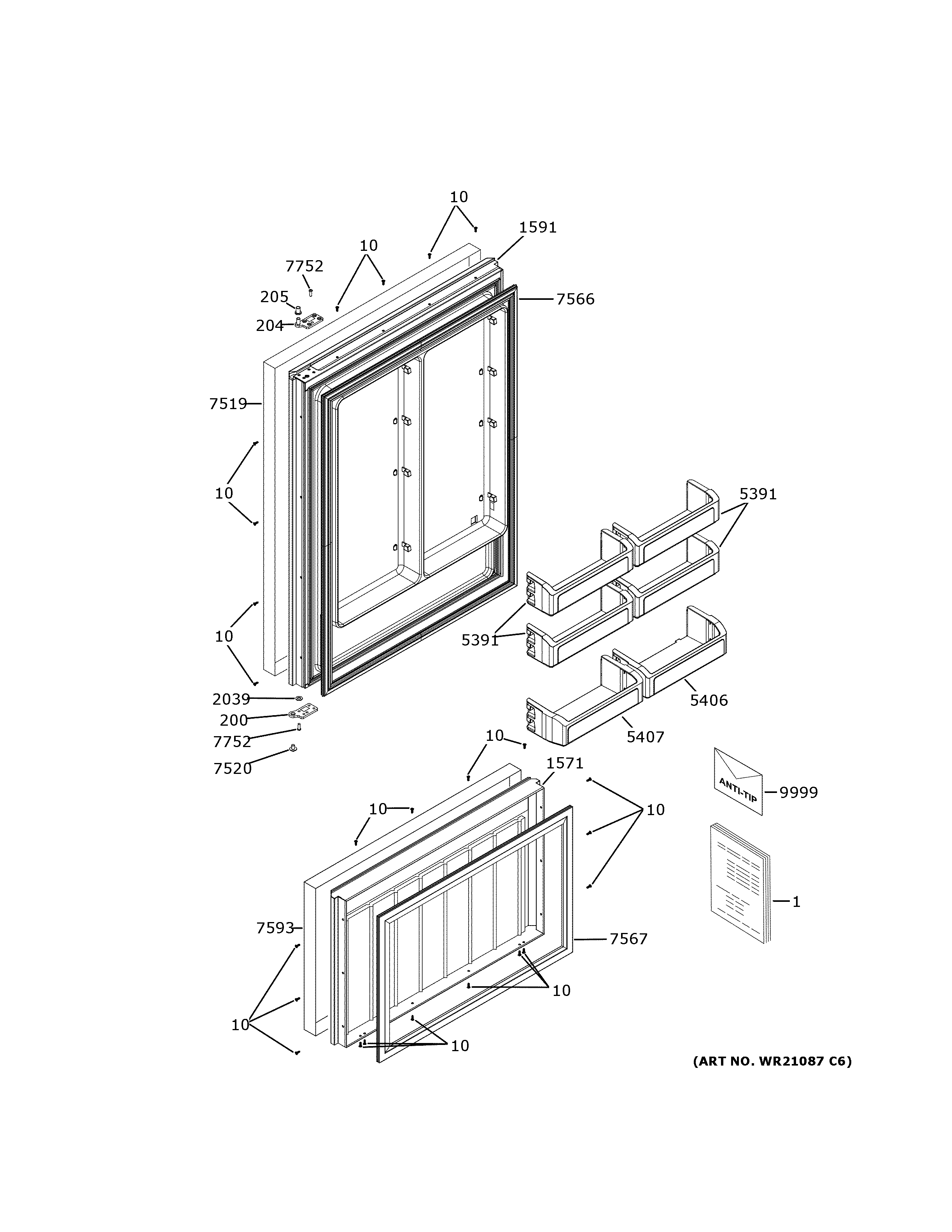 GE CDB36LP2PBS1 doors diagram