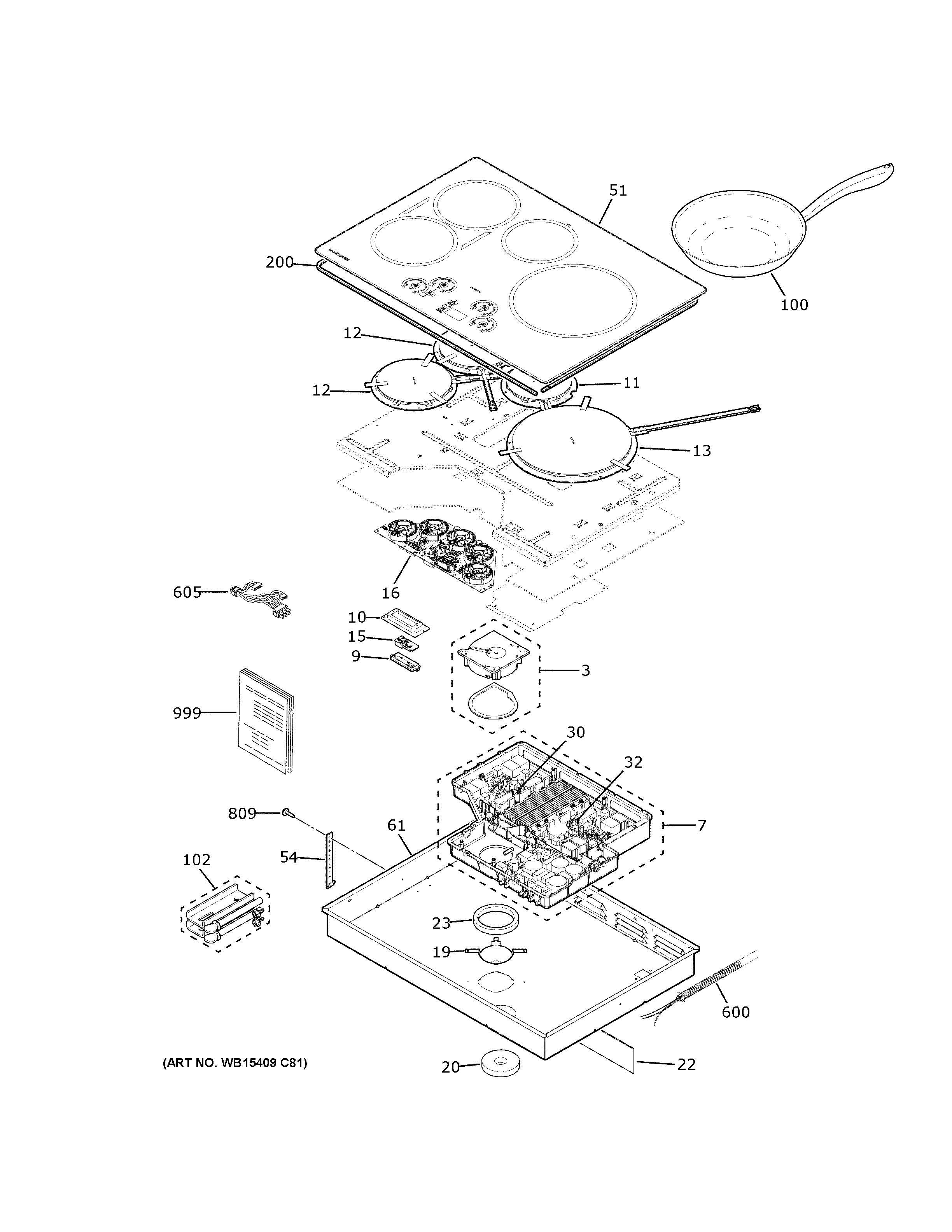GE ZHU30RST1SS control panel & cooktop diagram