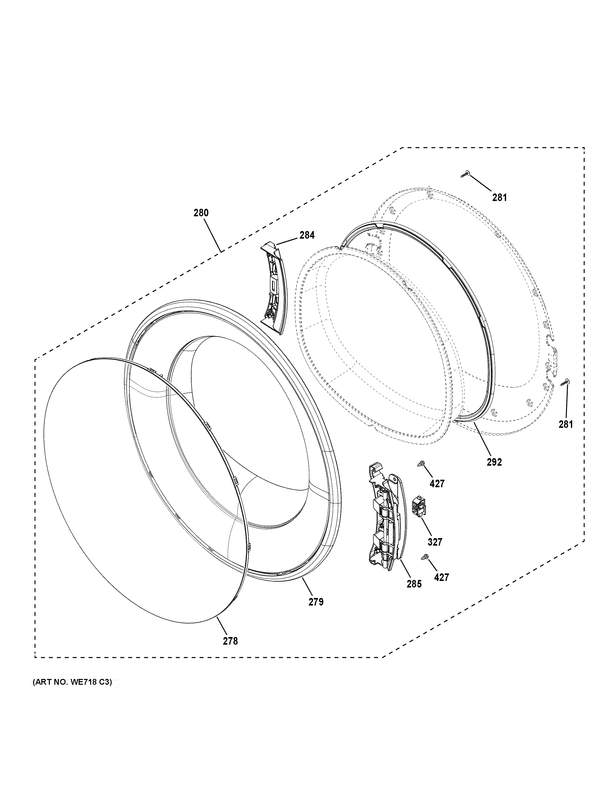 GE GFD65ESPN1SN door diagram