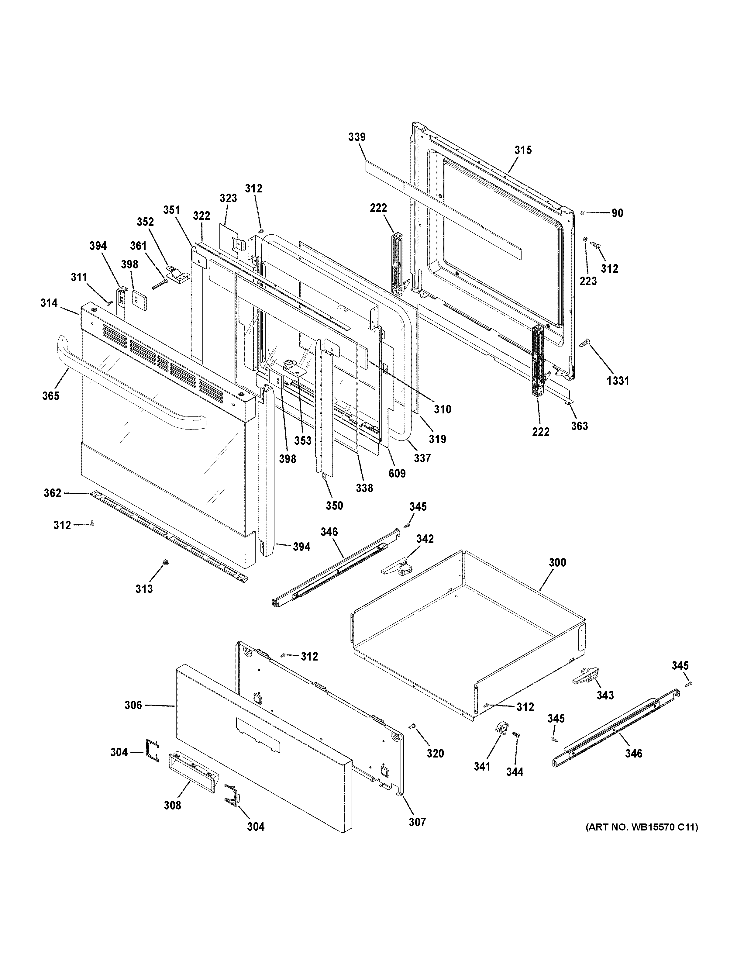 Haier QAS740RM3SS door & drawer parts diagram
