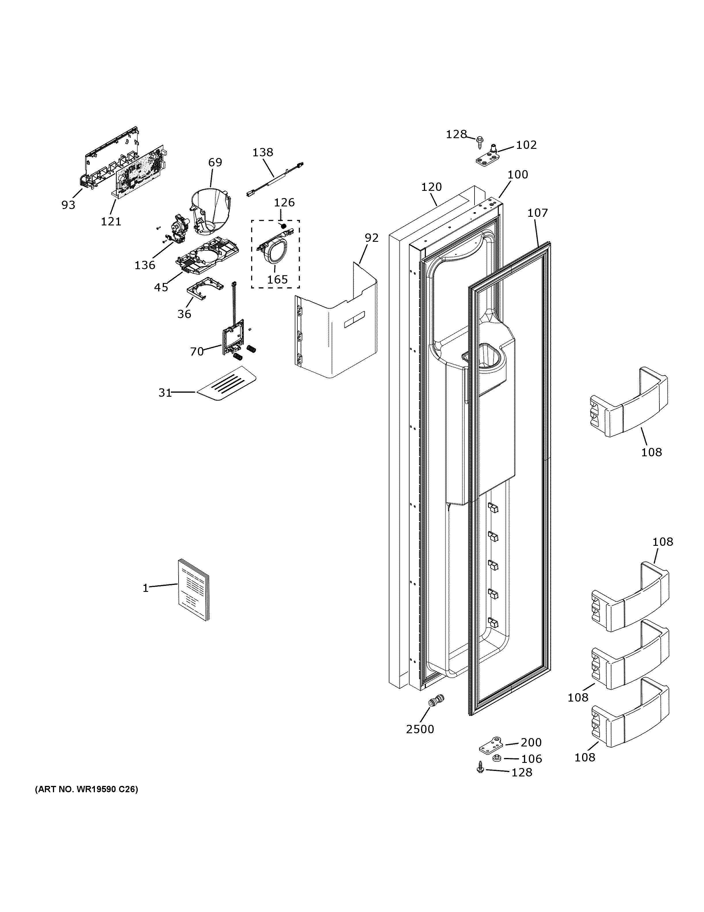 GE ZISS420DNFSS freezer door diagram