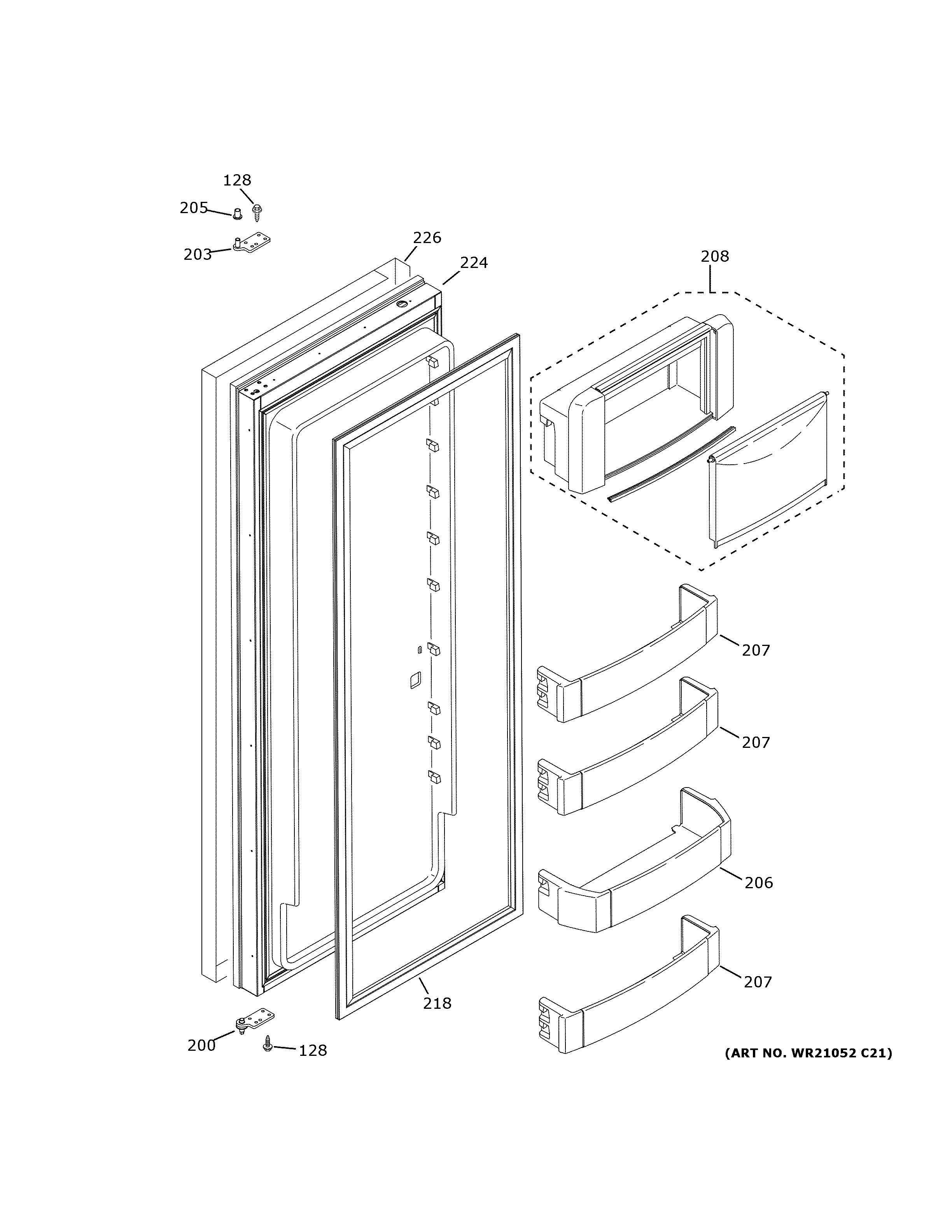 GE ZISS480DNGSS fresh food door diagram