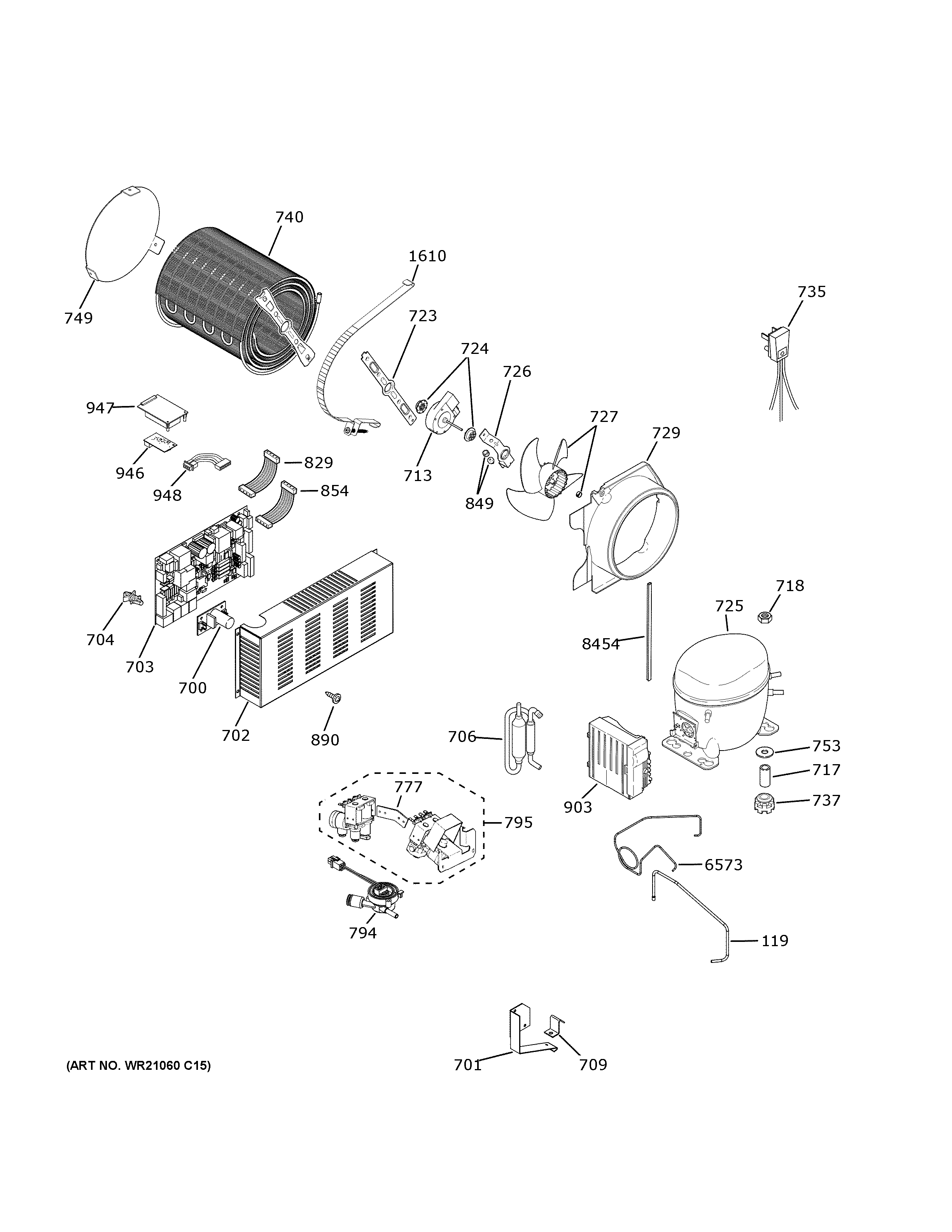 GE ZISB420DNGII machine compartment diagram