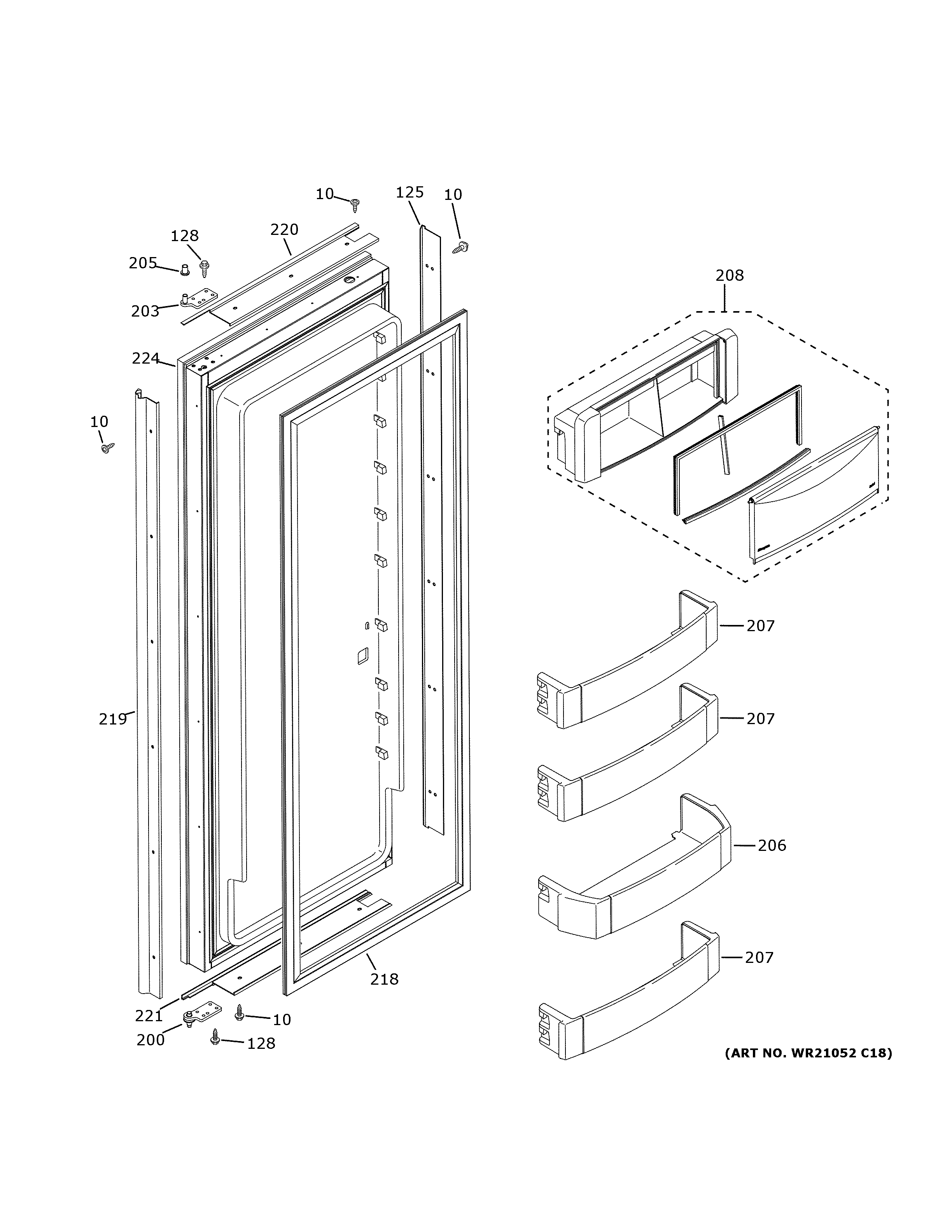 GE ZIS480NNGII fresh food door diagram