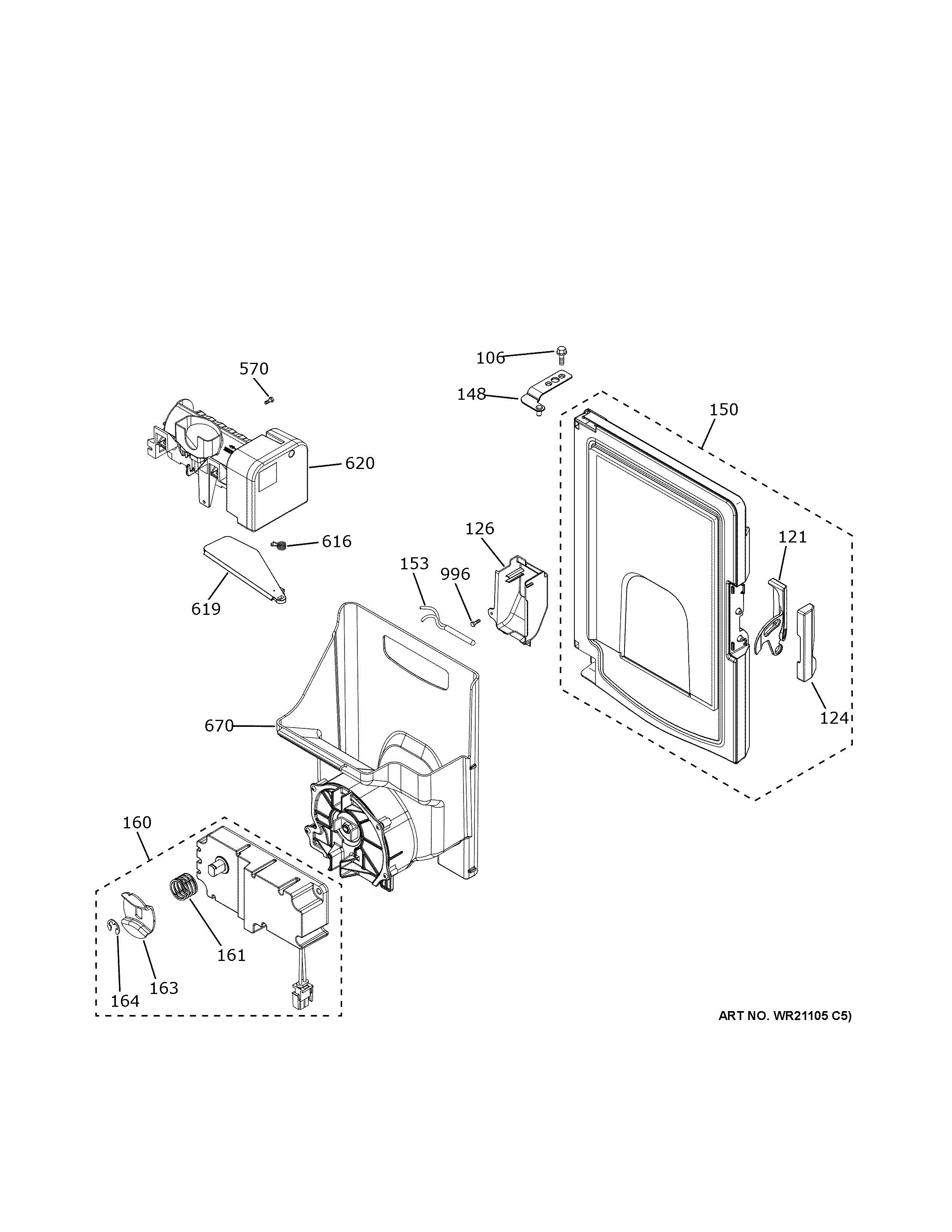 GE CYE22UP2MLS1 ice maker & dispenser diagram