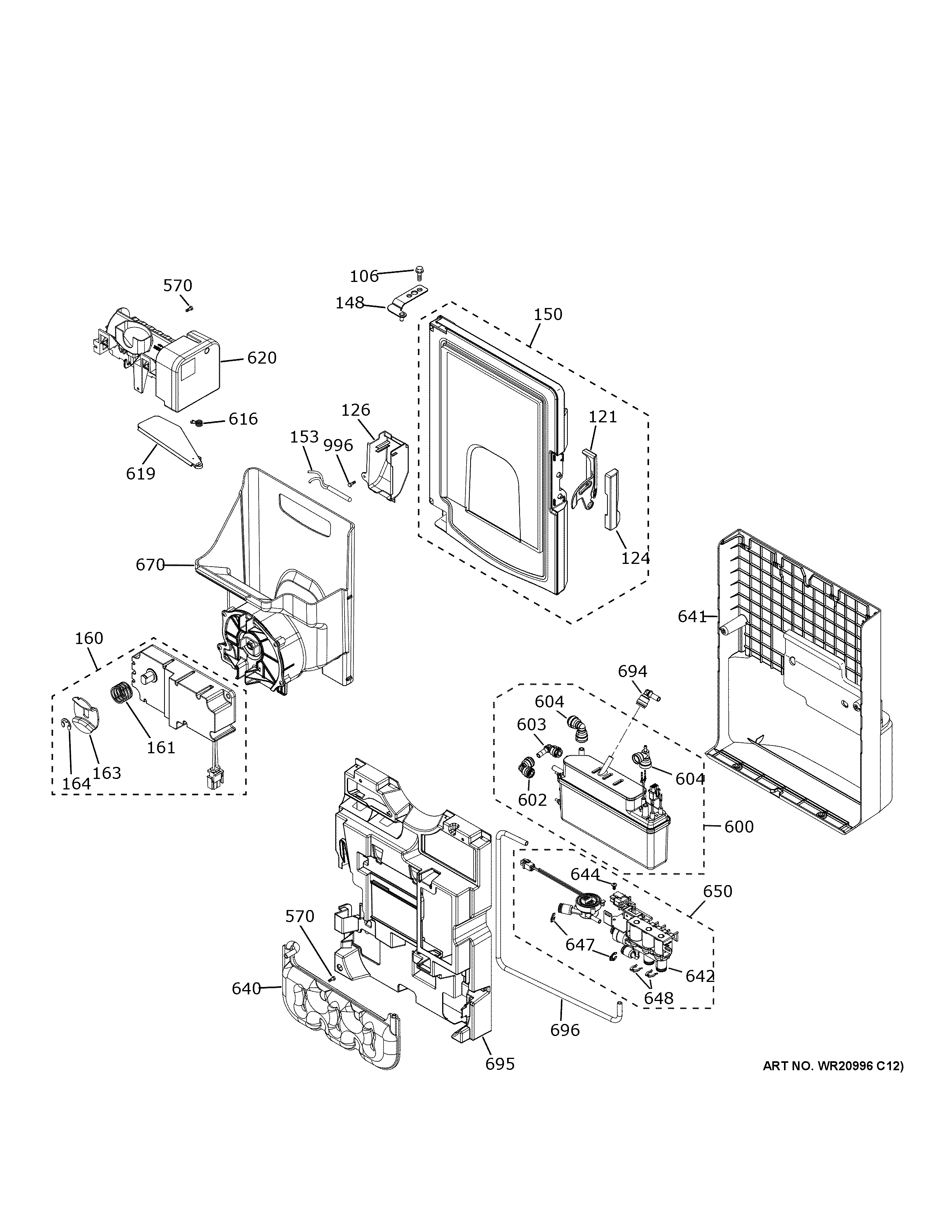 GE CYE22TP3MLD1 ice maker & dispenser diagram