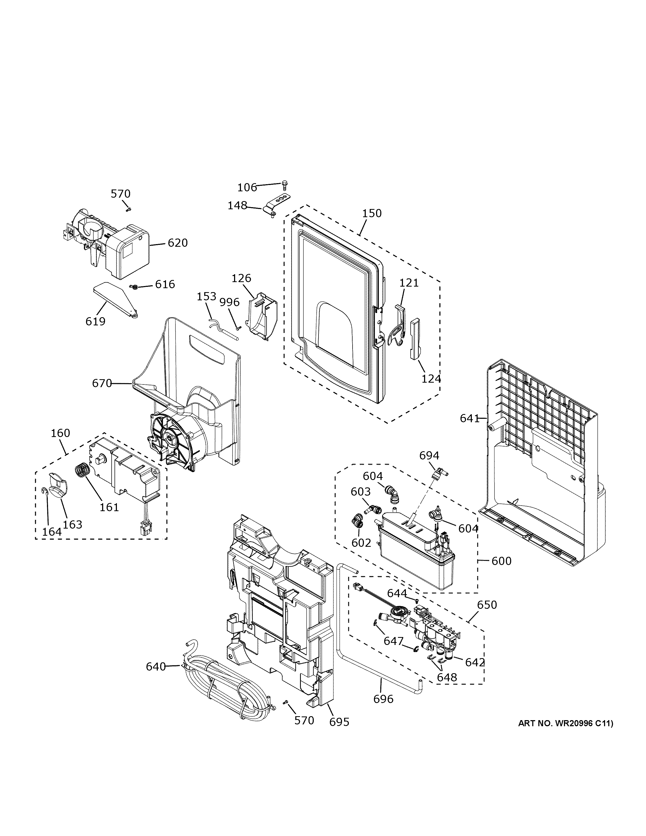 GE CFE28TP4MLW2 ice maker & dispenser diagram