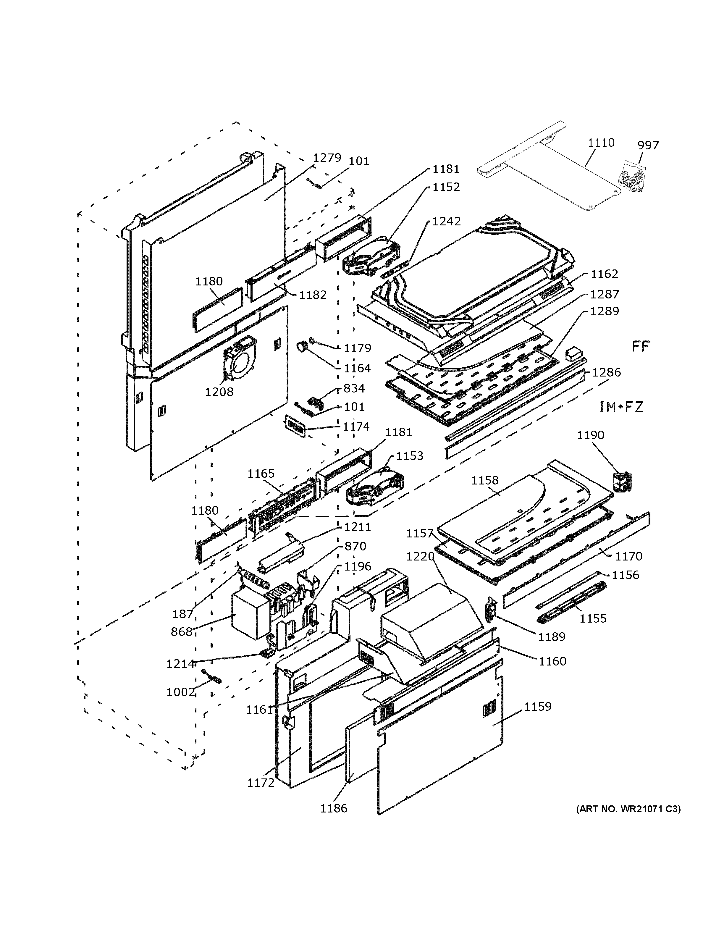 GE ZIW30GNDAII cabinet diagram