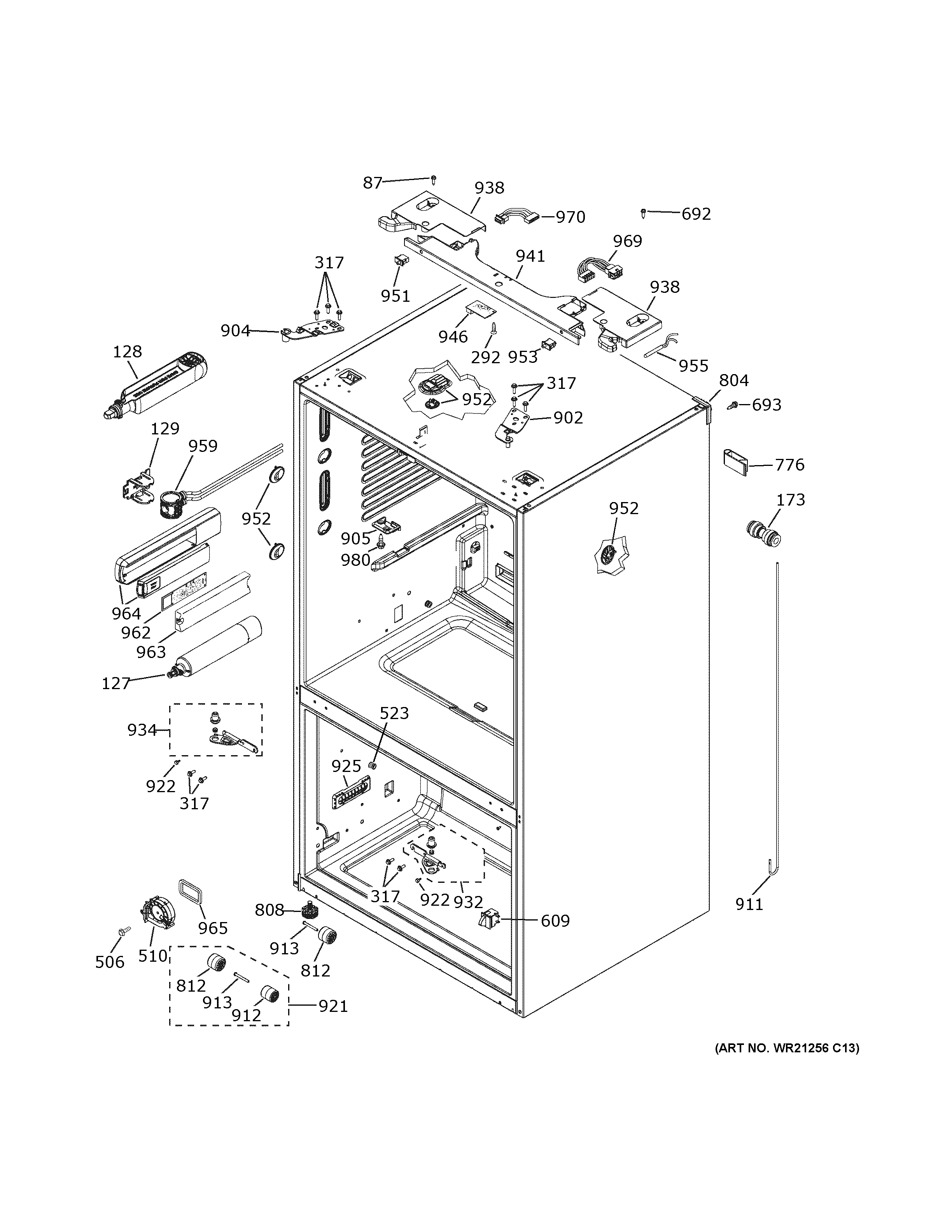 GE PFE28KBLRTS case parts diagram