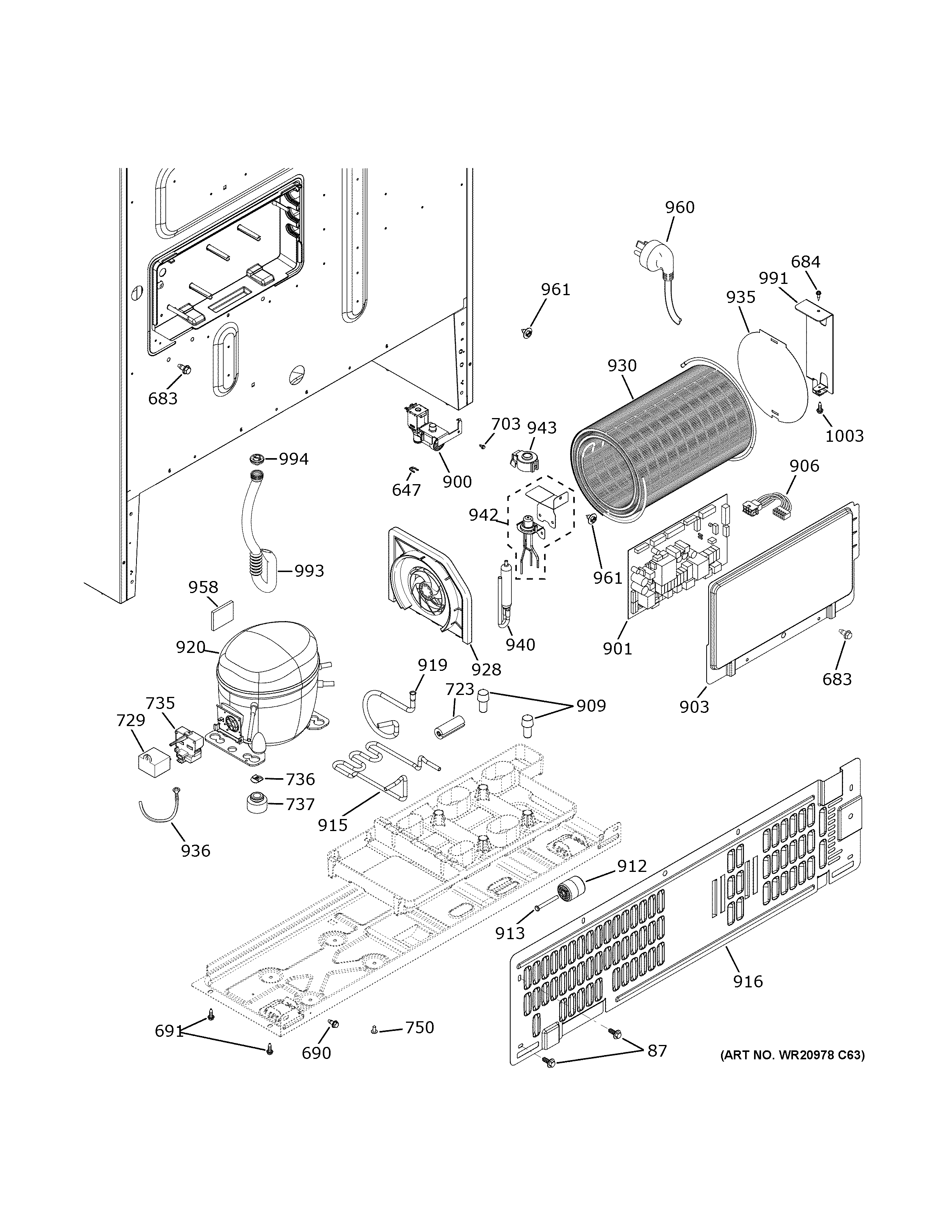 GE GFE28GMKUES machine compartment diagram