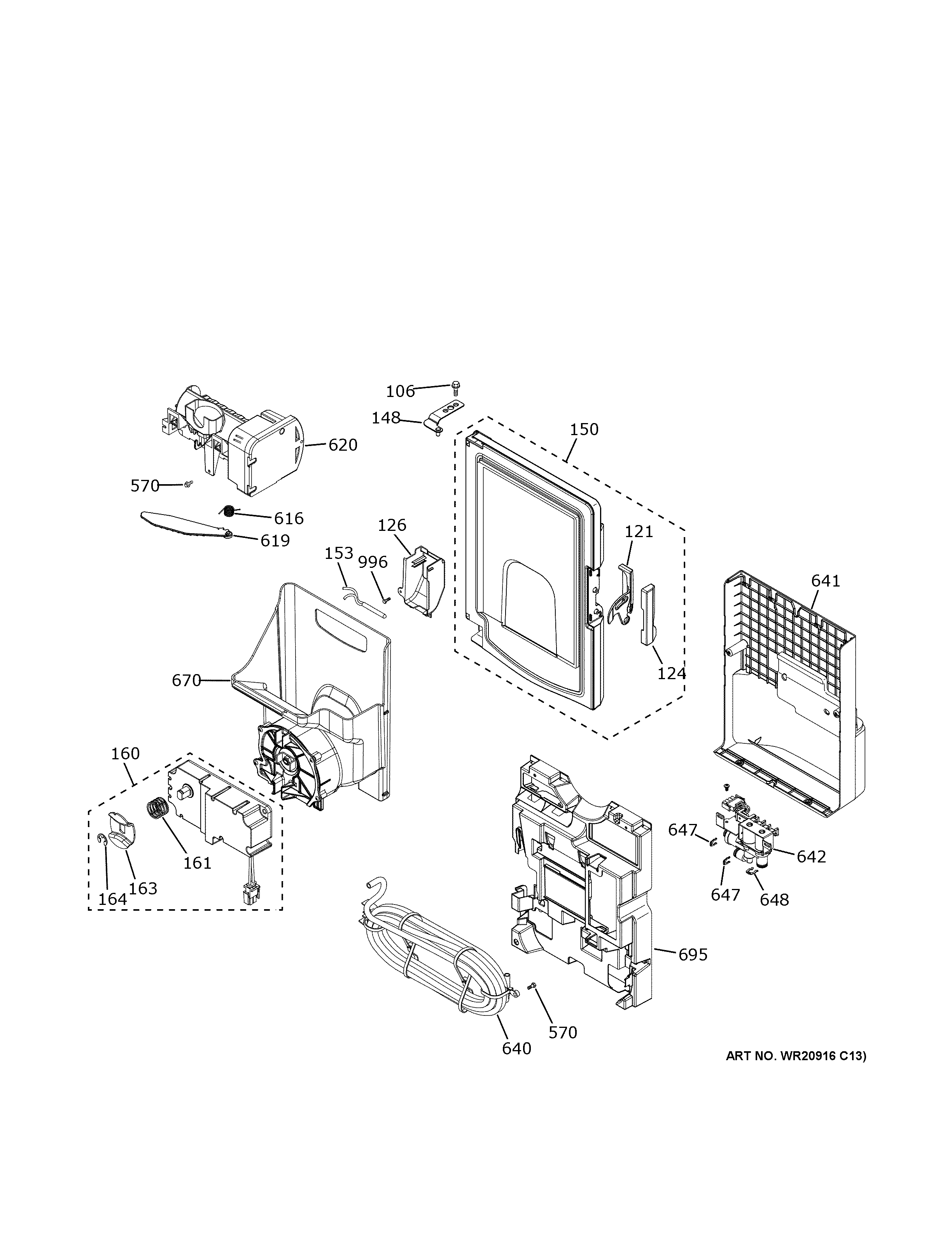 GE GFE28GYNJFS ice maker & dispenser diagram