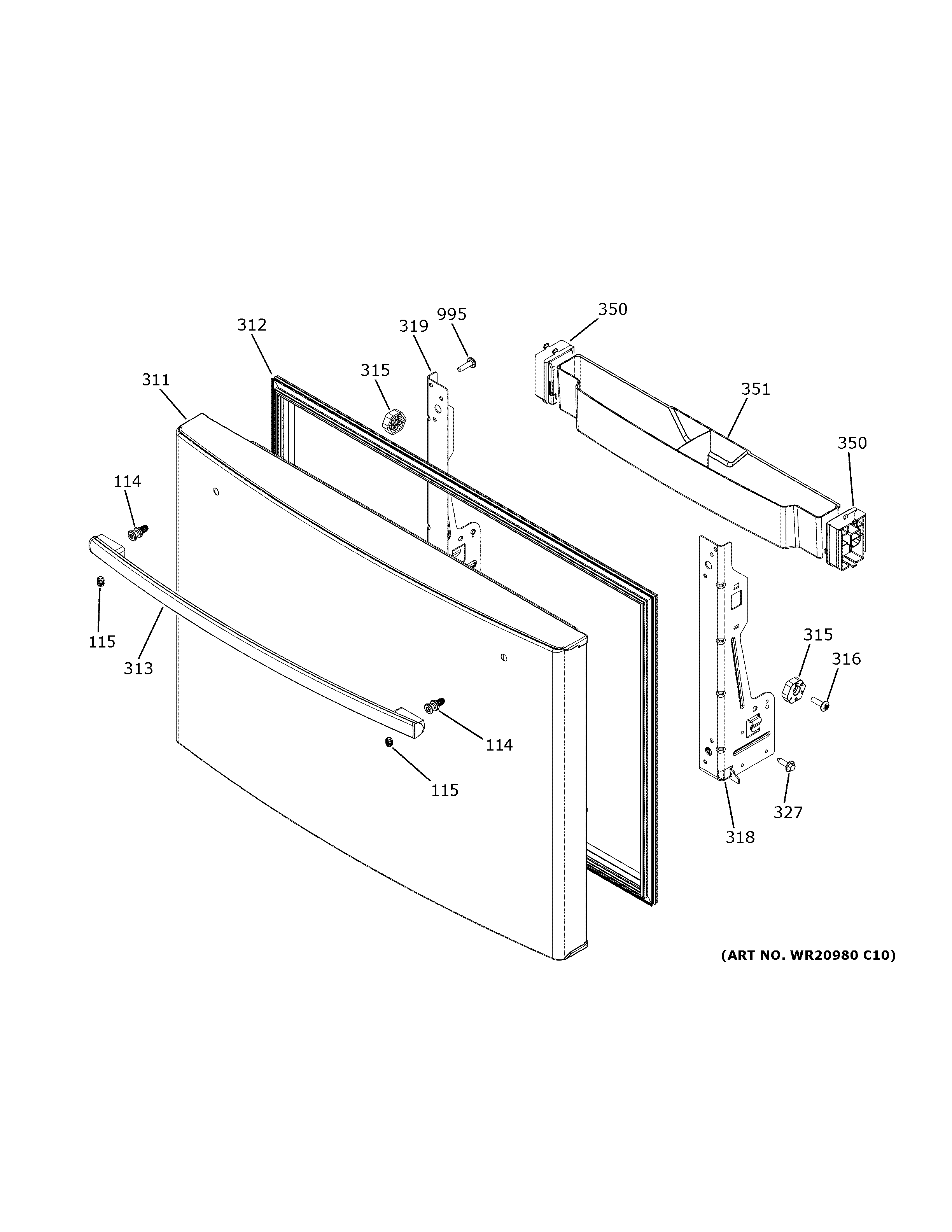GE PYE22KELQDS freezer door diagram