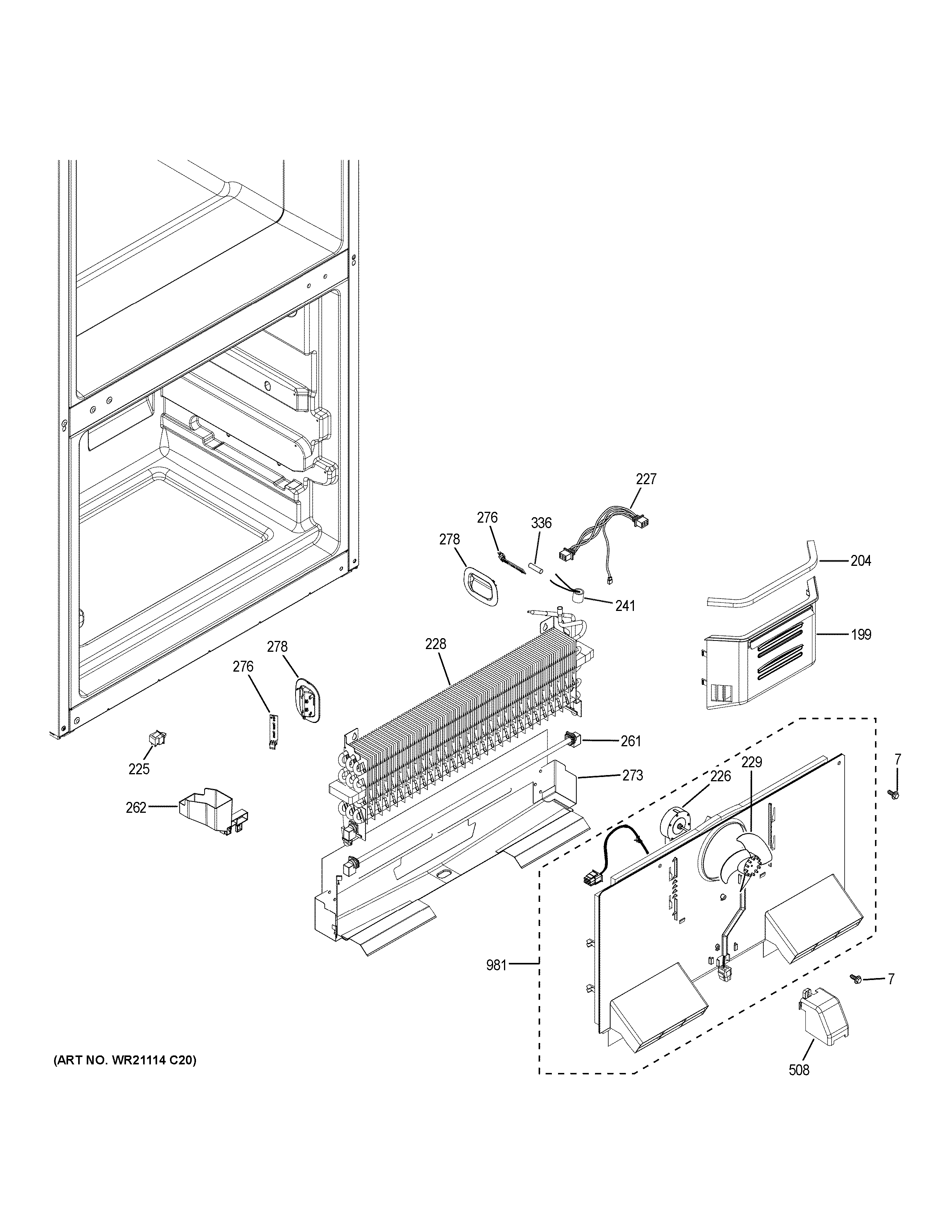 GE GBE21DSKBRSS freezer section diagram