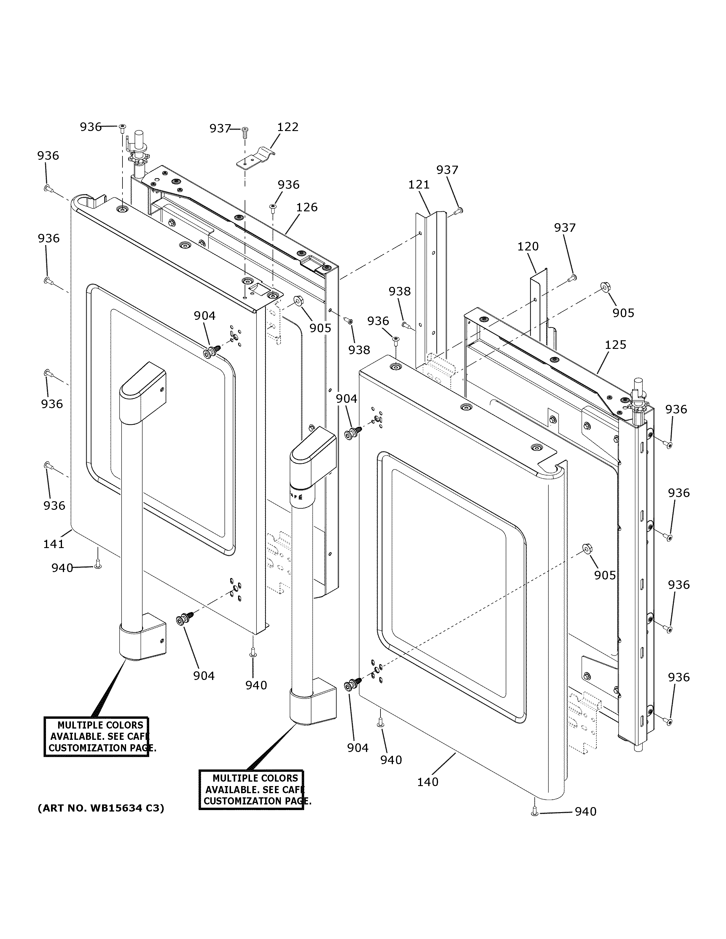 GE CTD90FP2N2S1 upper doors diagram