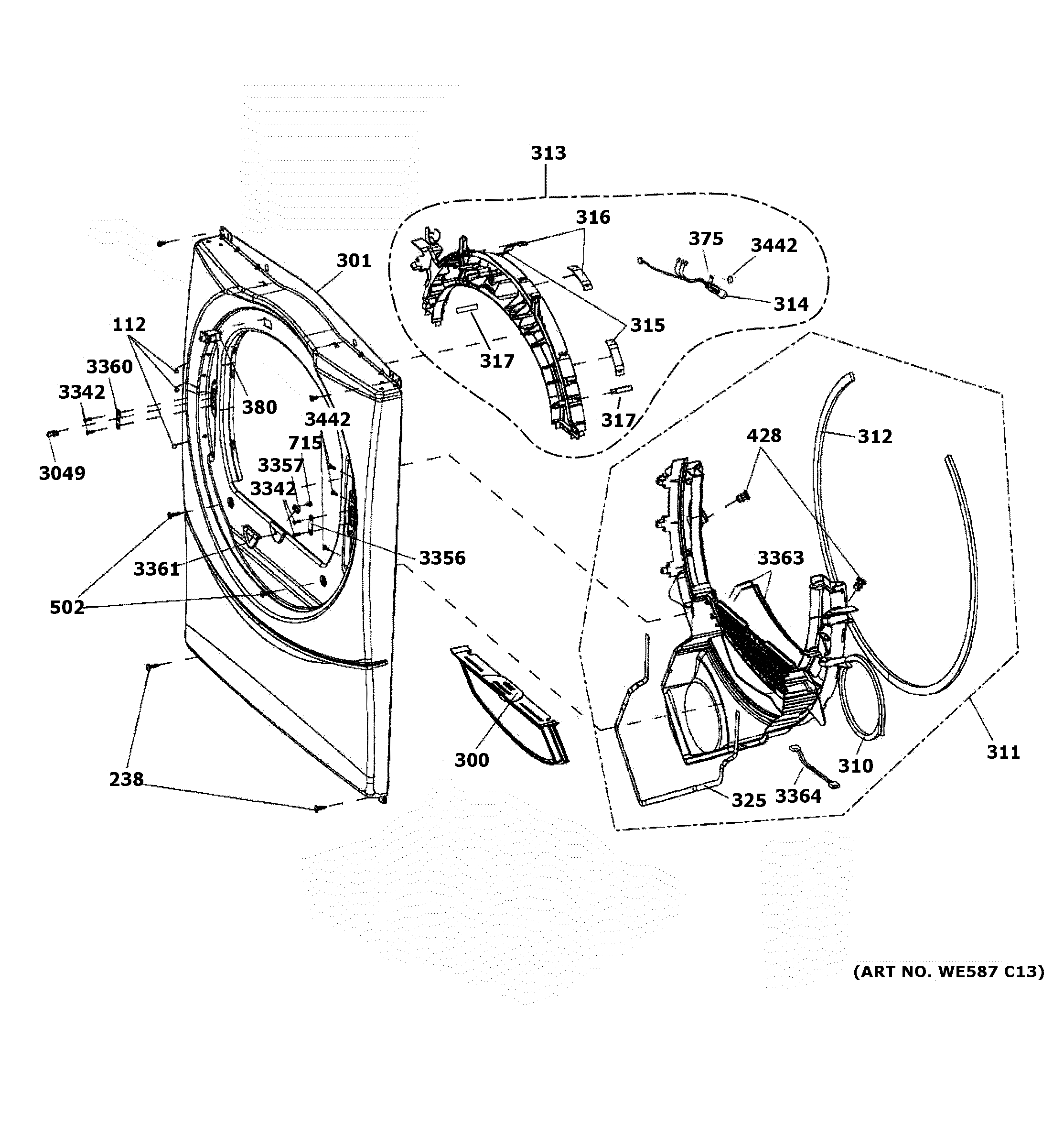 GE GFDN160GJ0WW front panel diagram