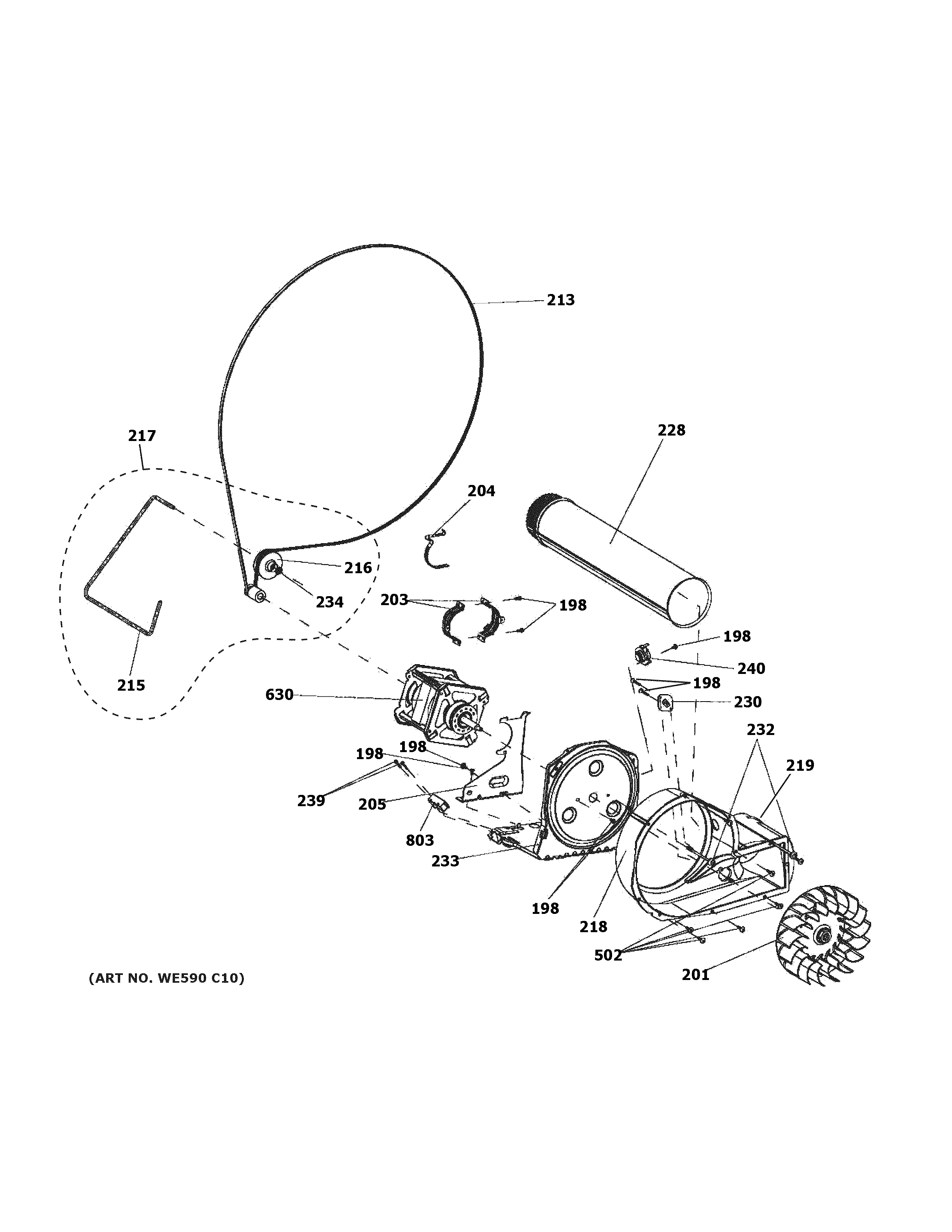 GE GFDN160GJ0WW blower & motor diagram