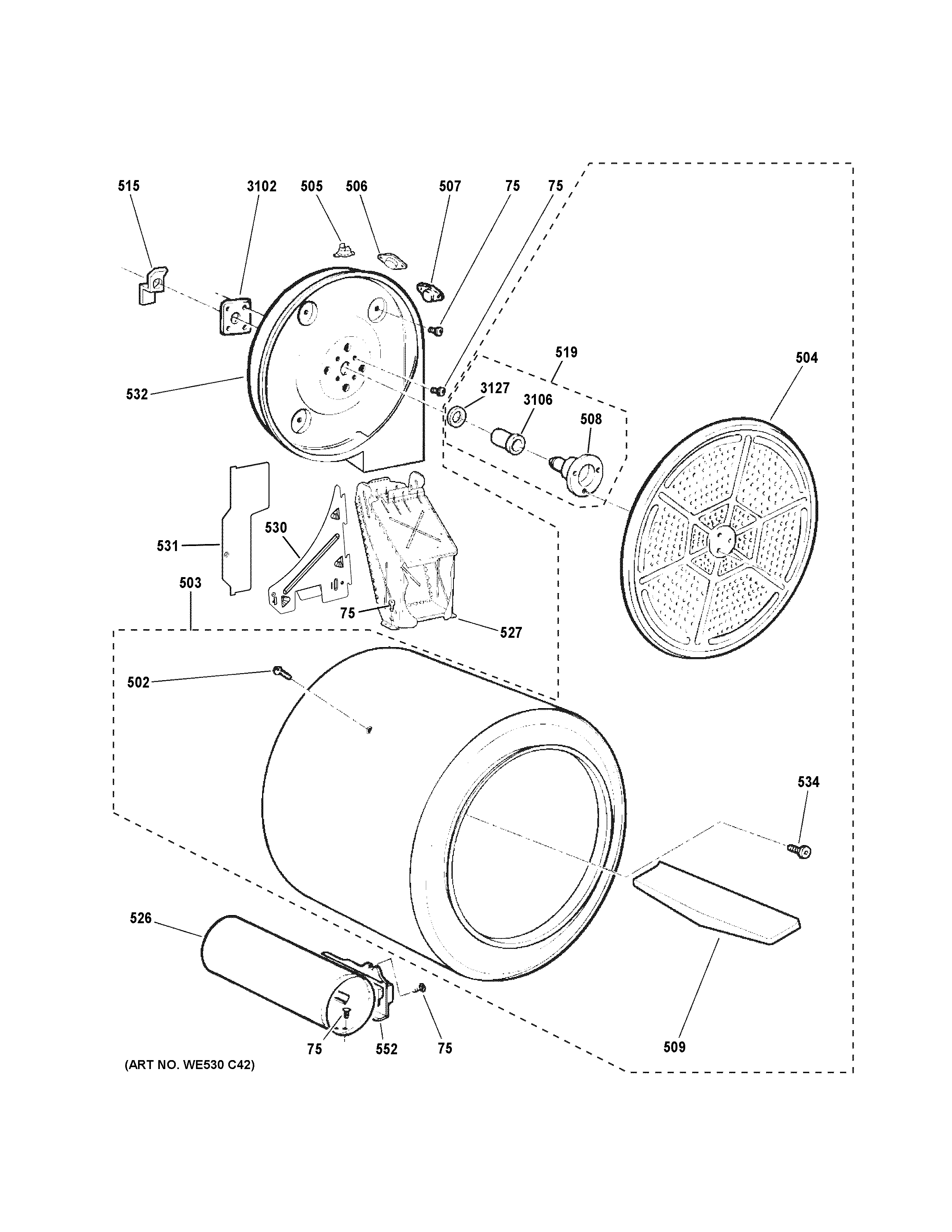 GE GTD65GBPL1DG drum diagram