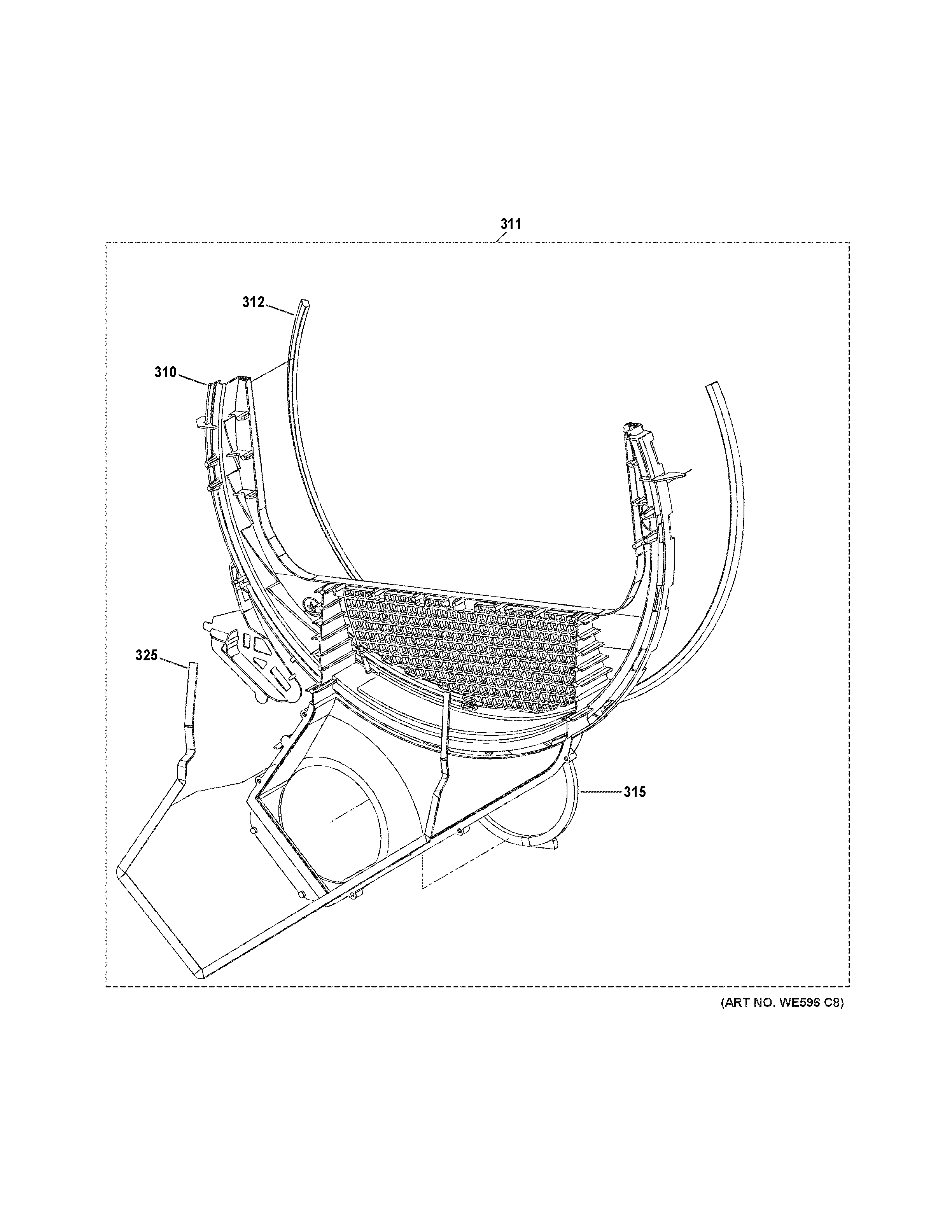 GE VTD52GASR0WB trap duct assembly diagram