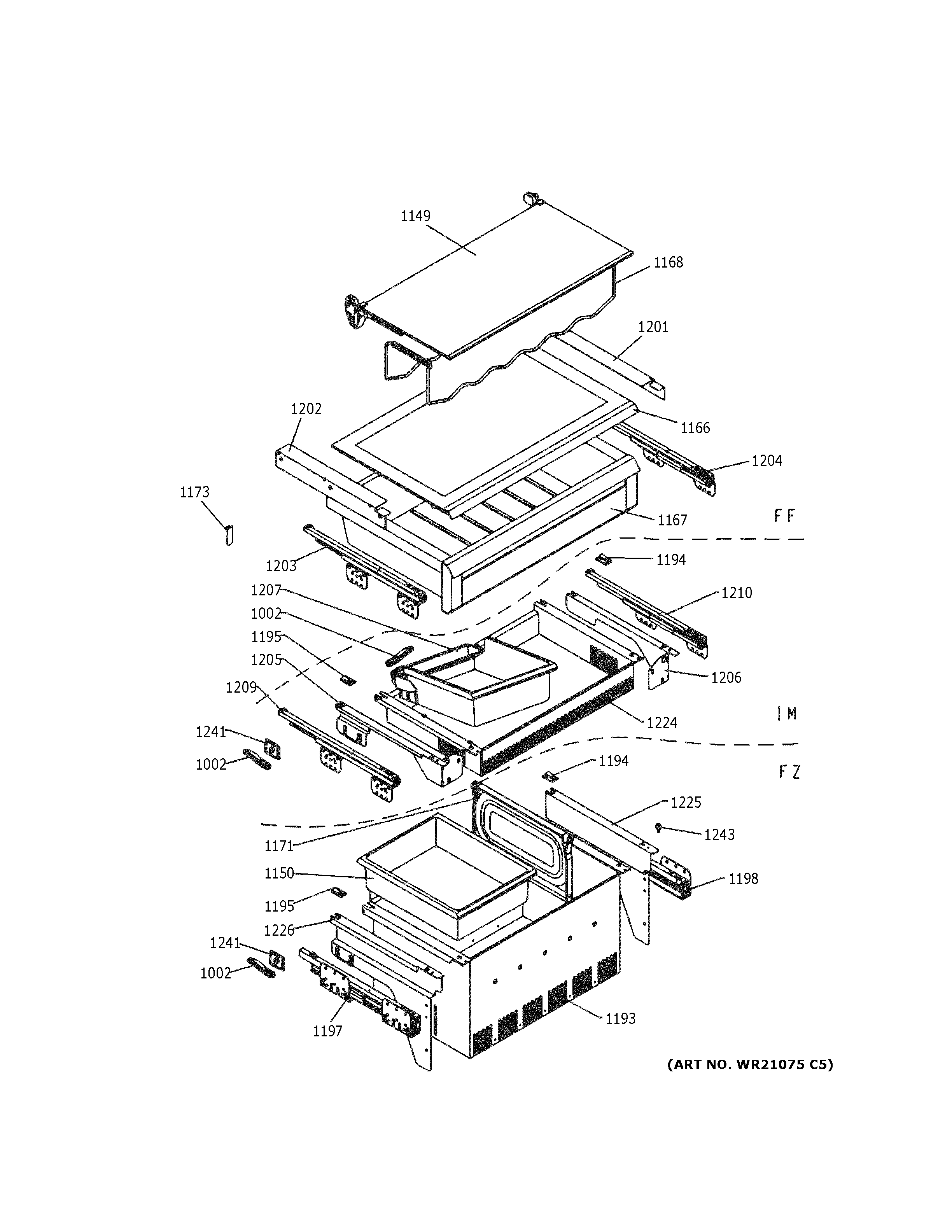 GE ZIK30GNNCII shelves & drawers diagram