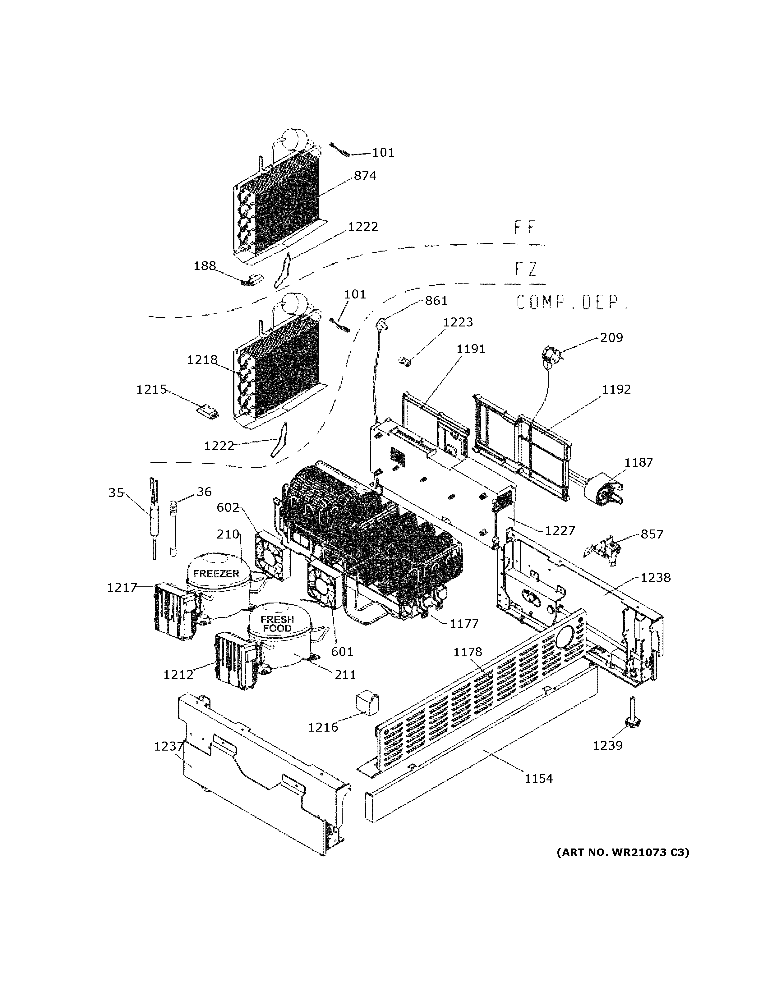 GE ZIK30GNNCII machine compartment diagram