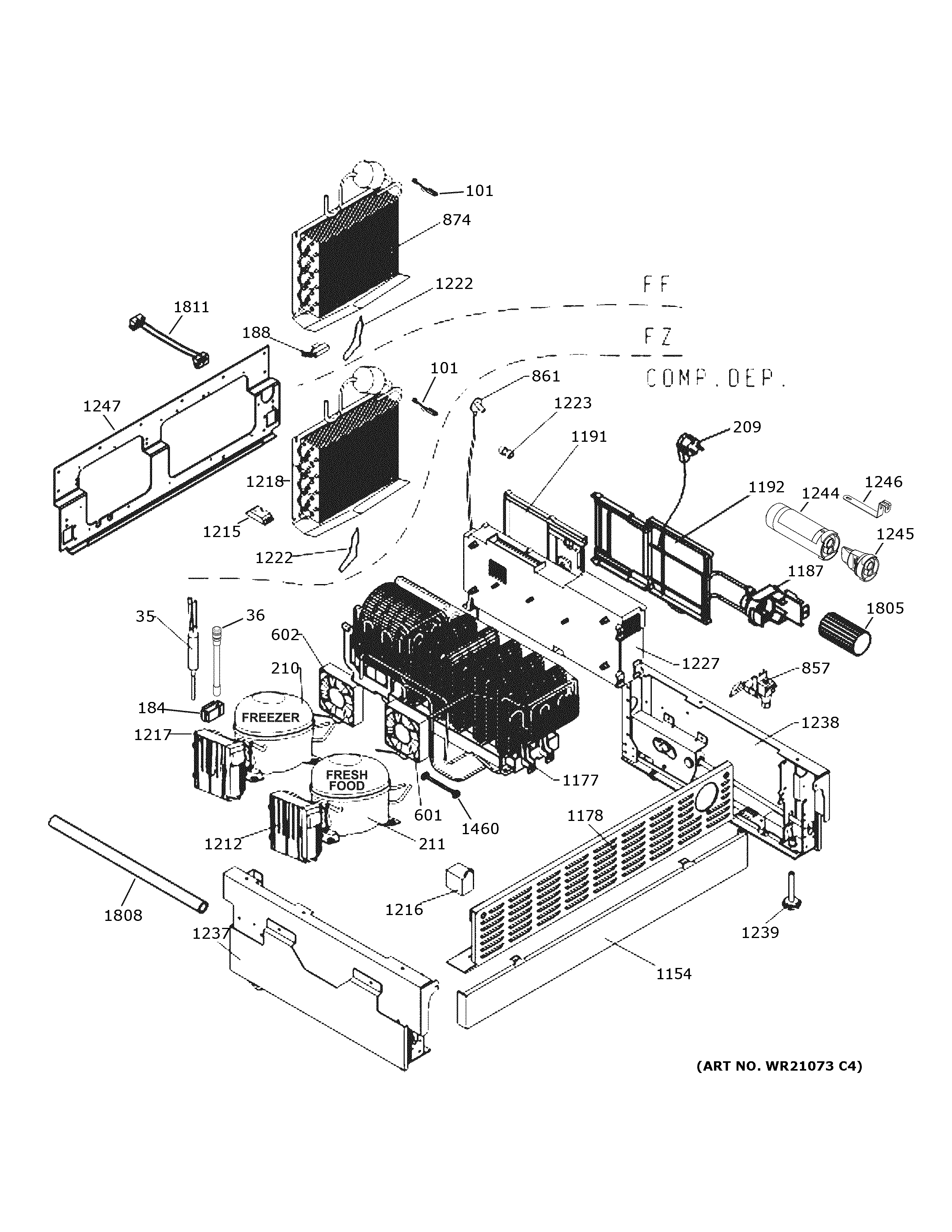 GE ZIC303NPPBII machine compartment diagram