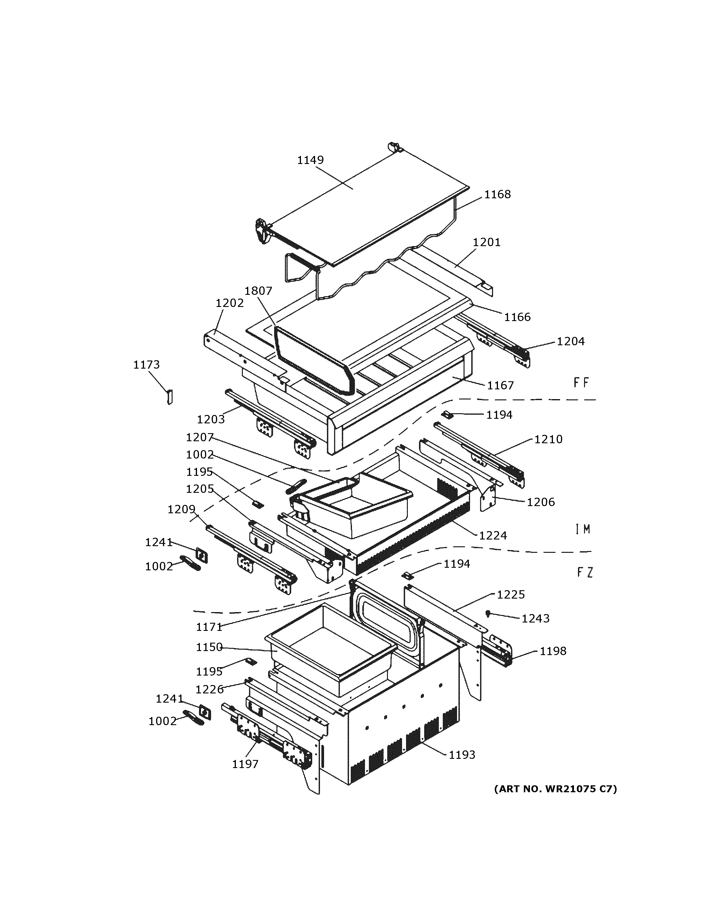 GE ZIK303NPPBII shelves & drawers diagram