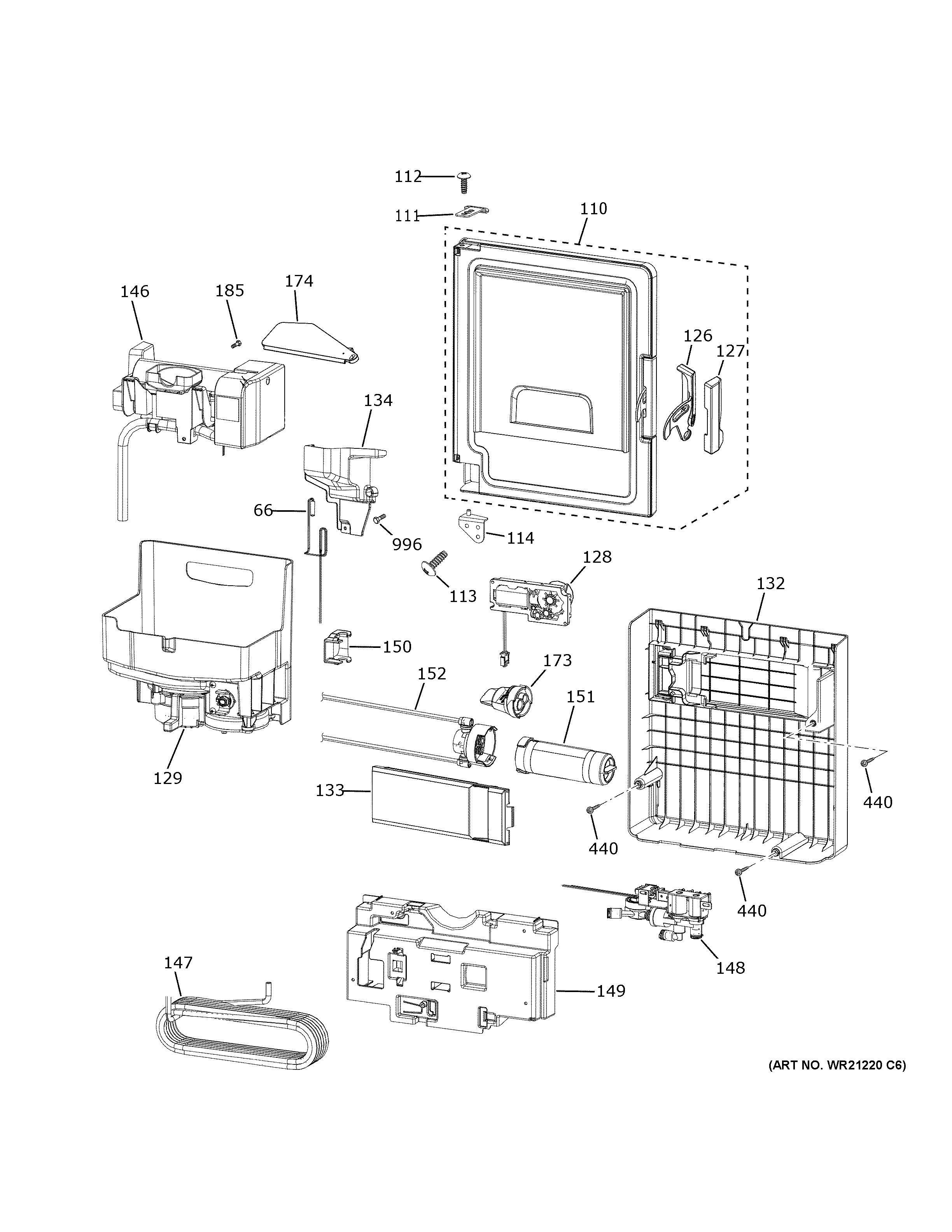 GE CVE28DP3NCD1 ice maker & dispenser diagram