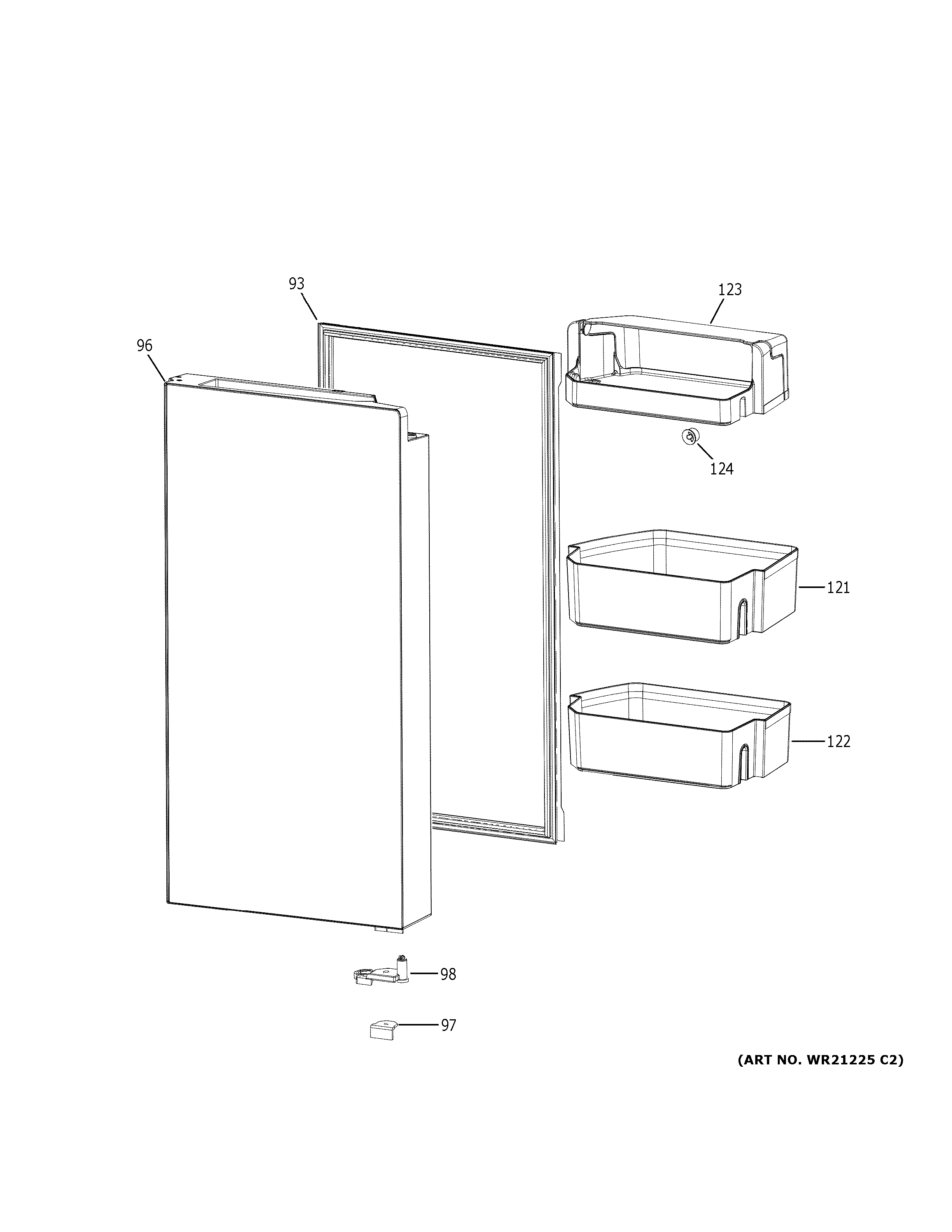 GE CVE28DM5NCS5 refrigerator door diagram
