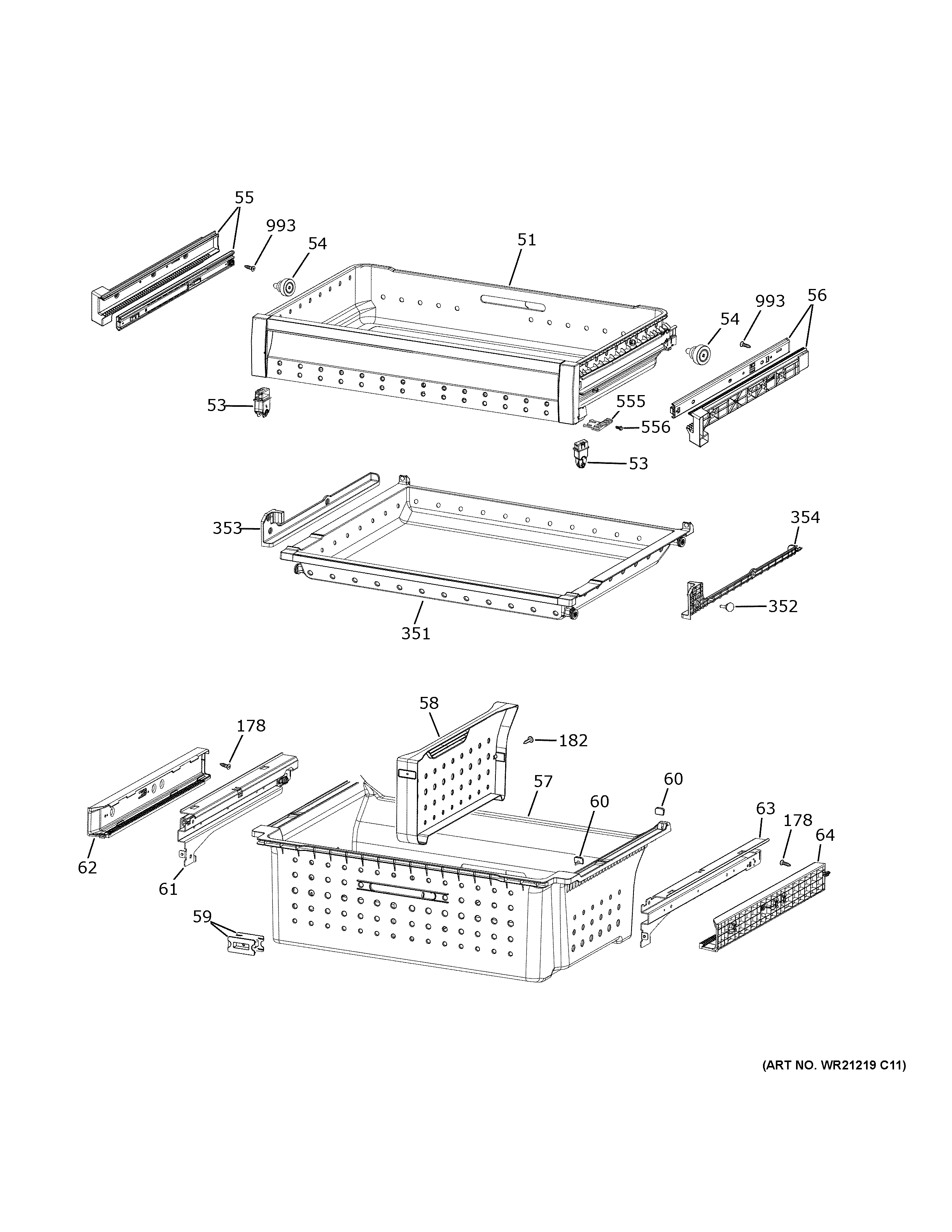 GE CVE28DM5NCS5 freezer shelves diagram