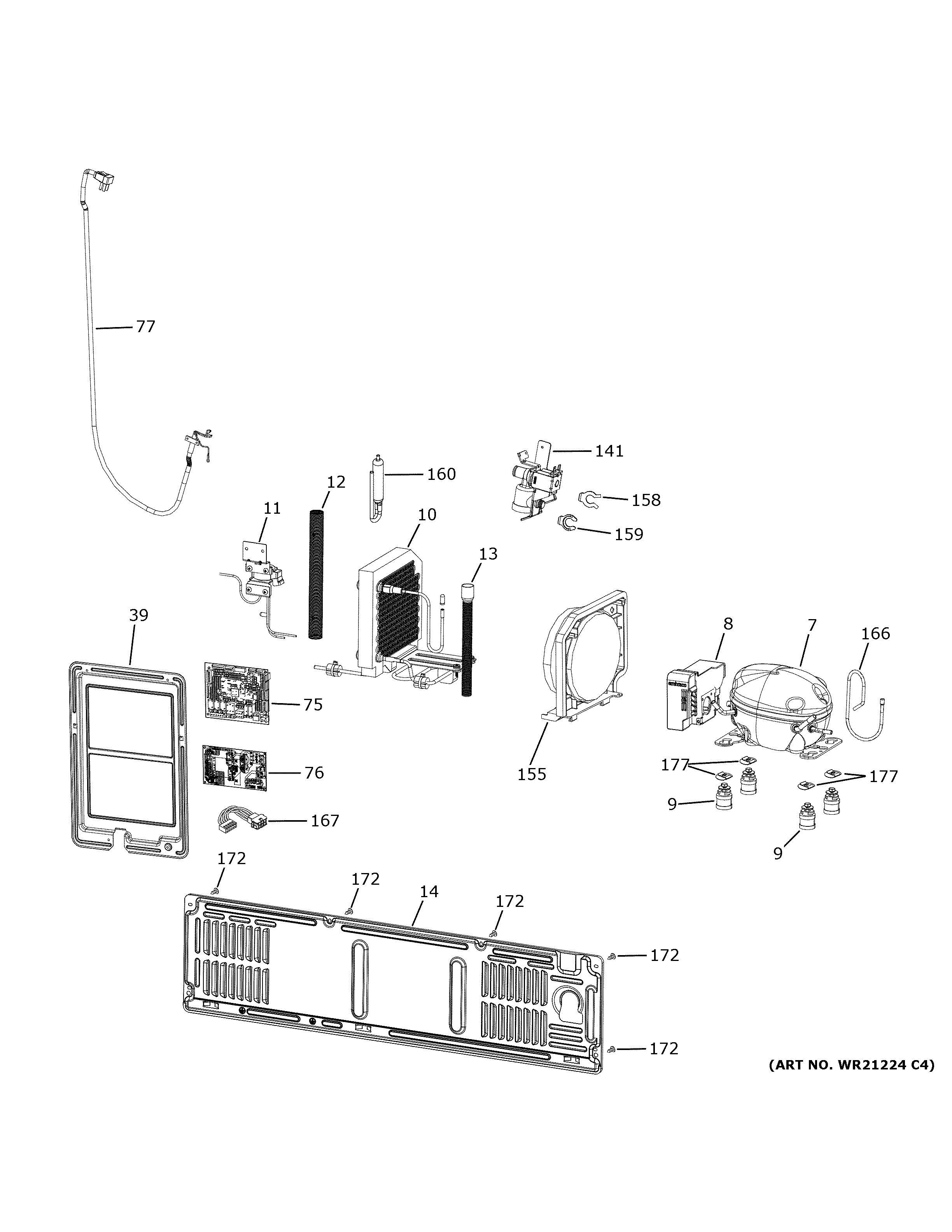 GE CVE28DM5NCS5 machine compartment diagram