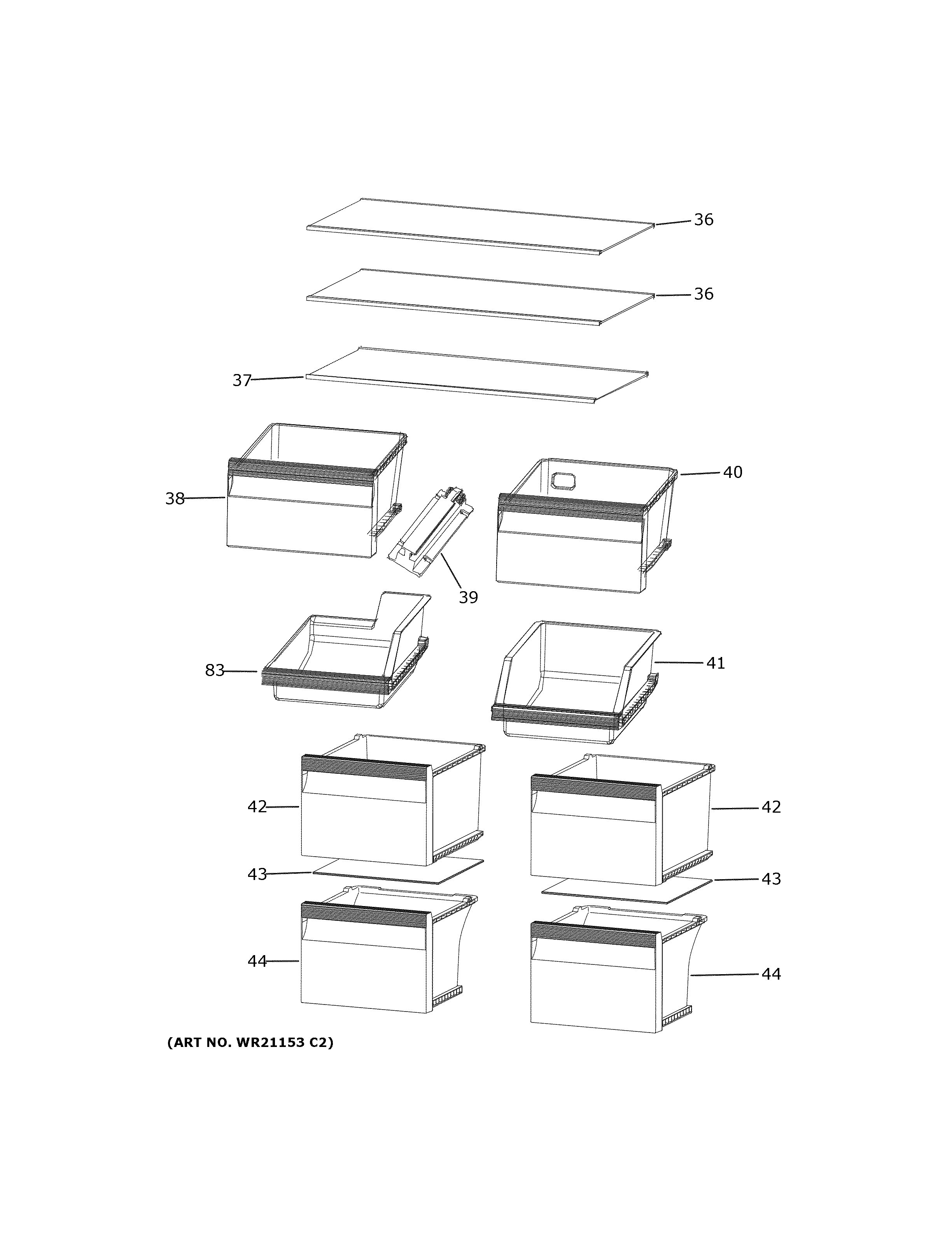 Haier QHE16HYPAFS shelves & drawers diagram