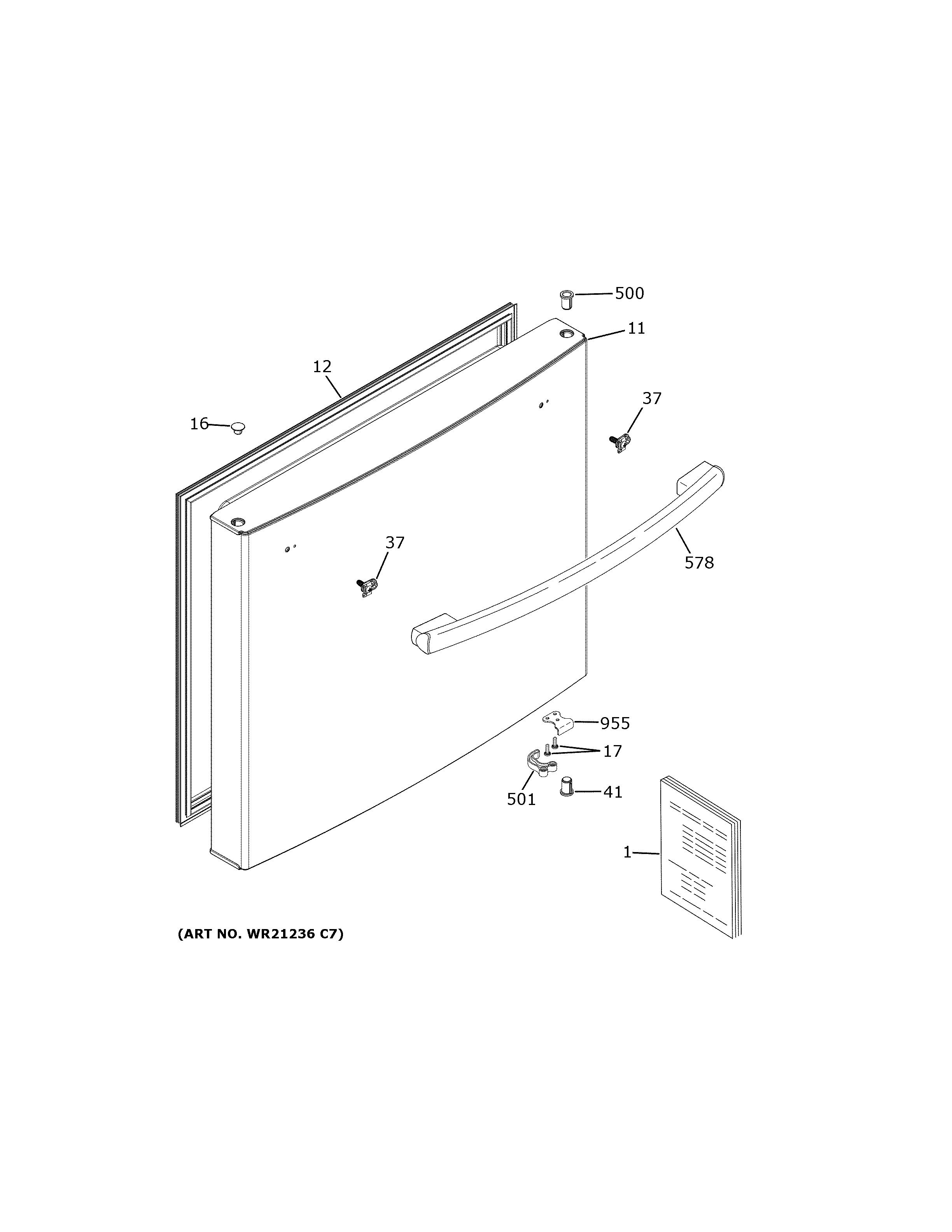 GE GBE21DGKVRWW freezer door diagram