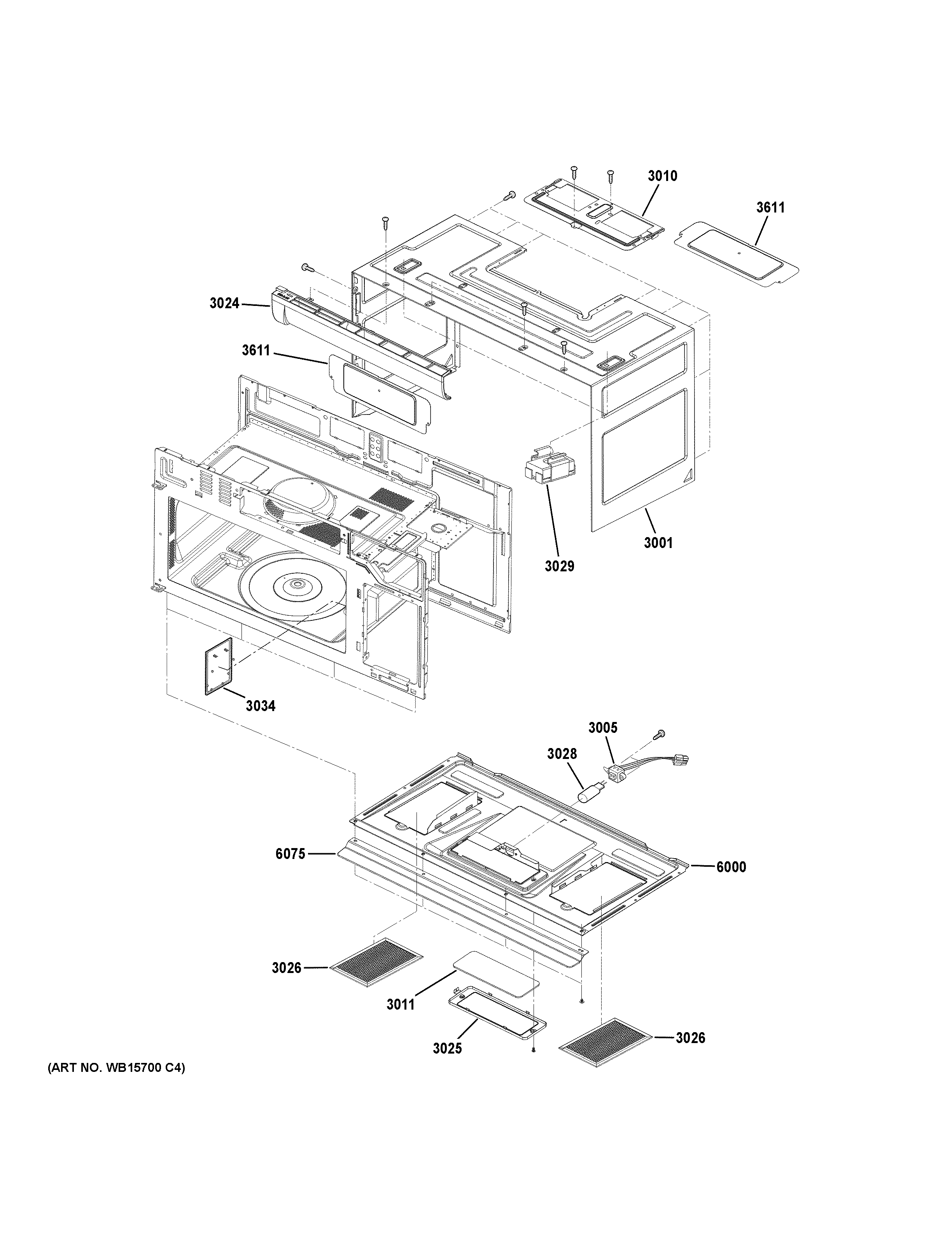 GE QVM7167RN8SS oven cavity parts diagram