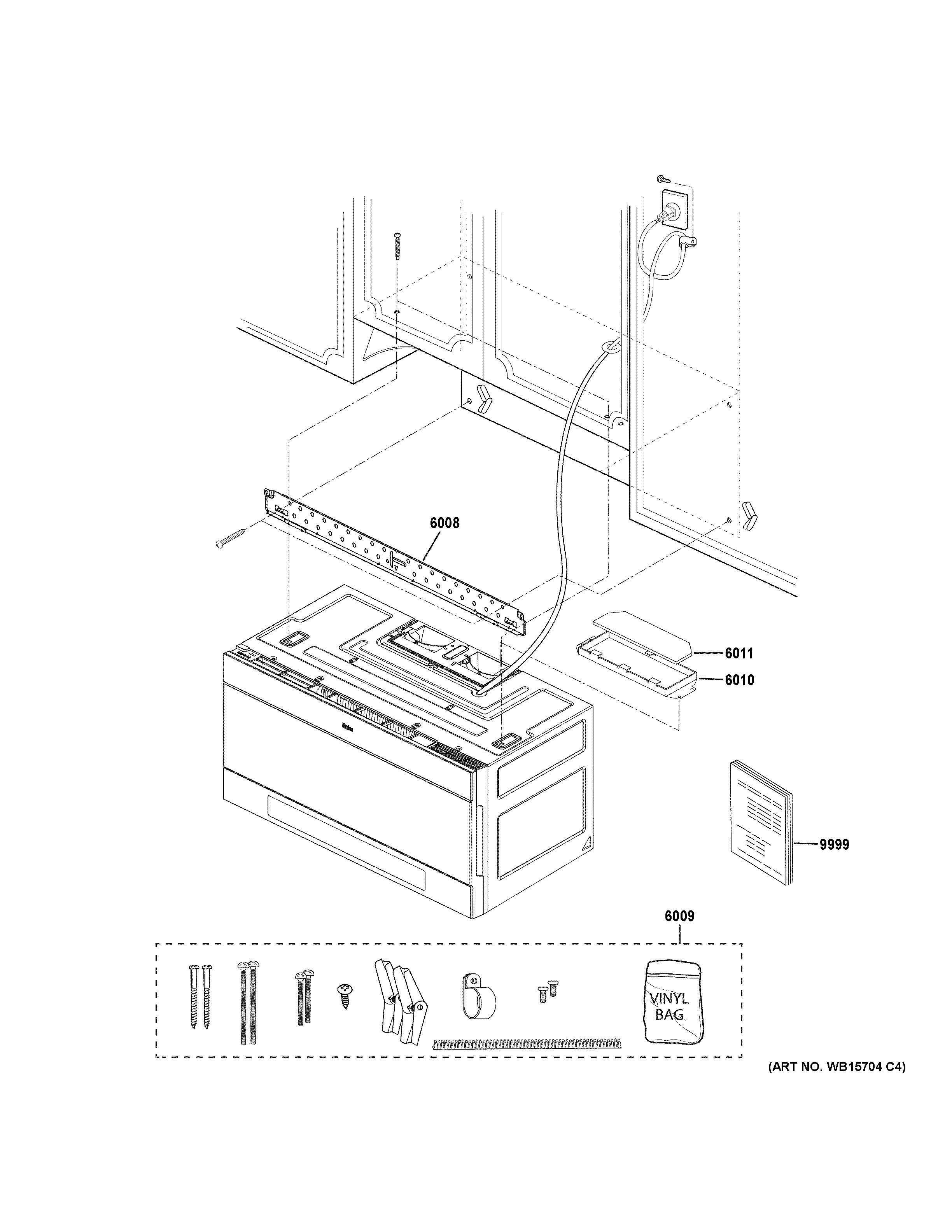 GE QVM7167RN8SS installation parts diagram