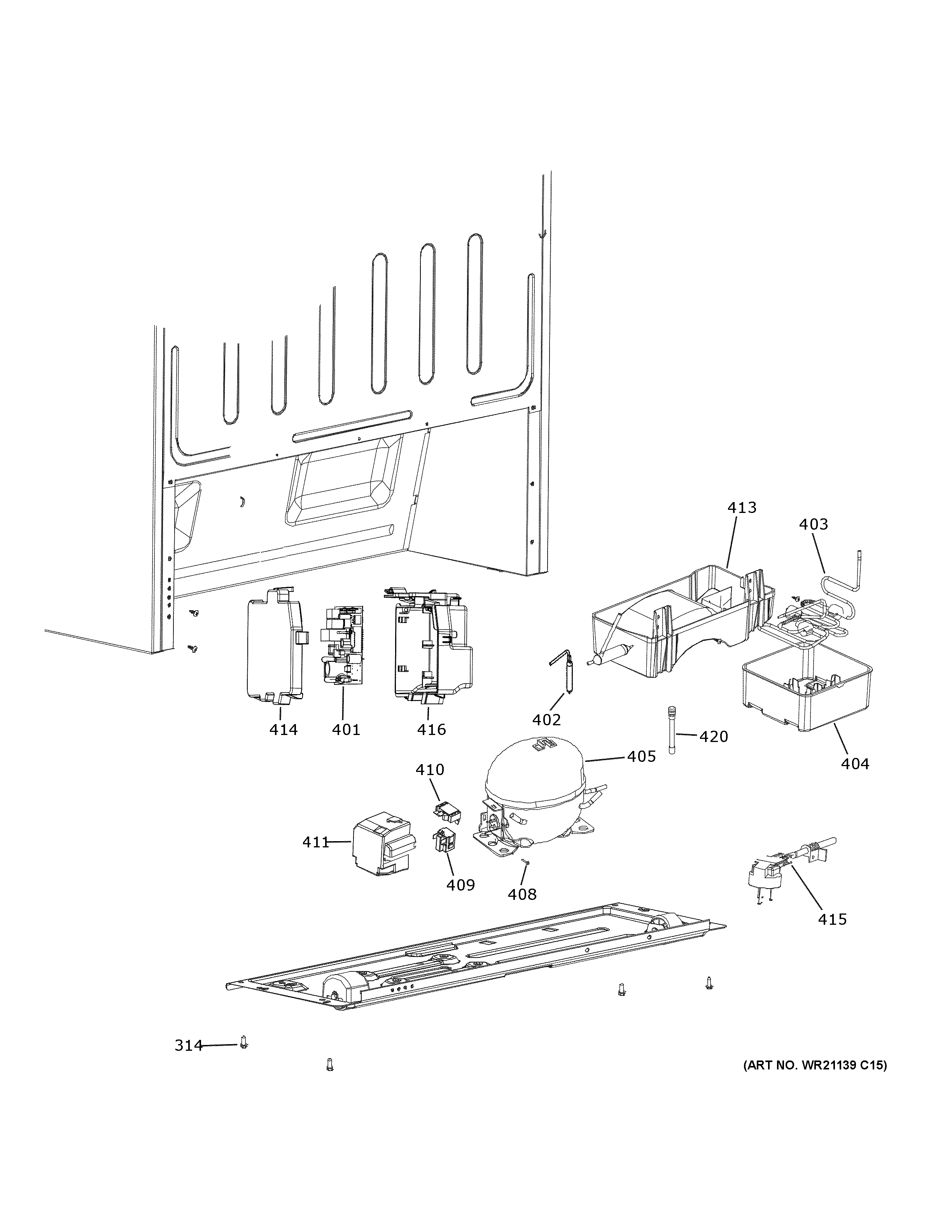 GE FUF14QRRBWW machine compartment diagram