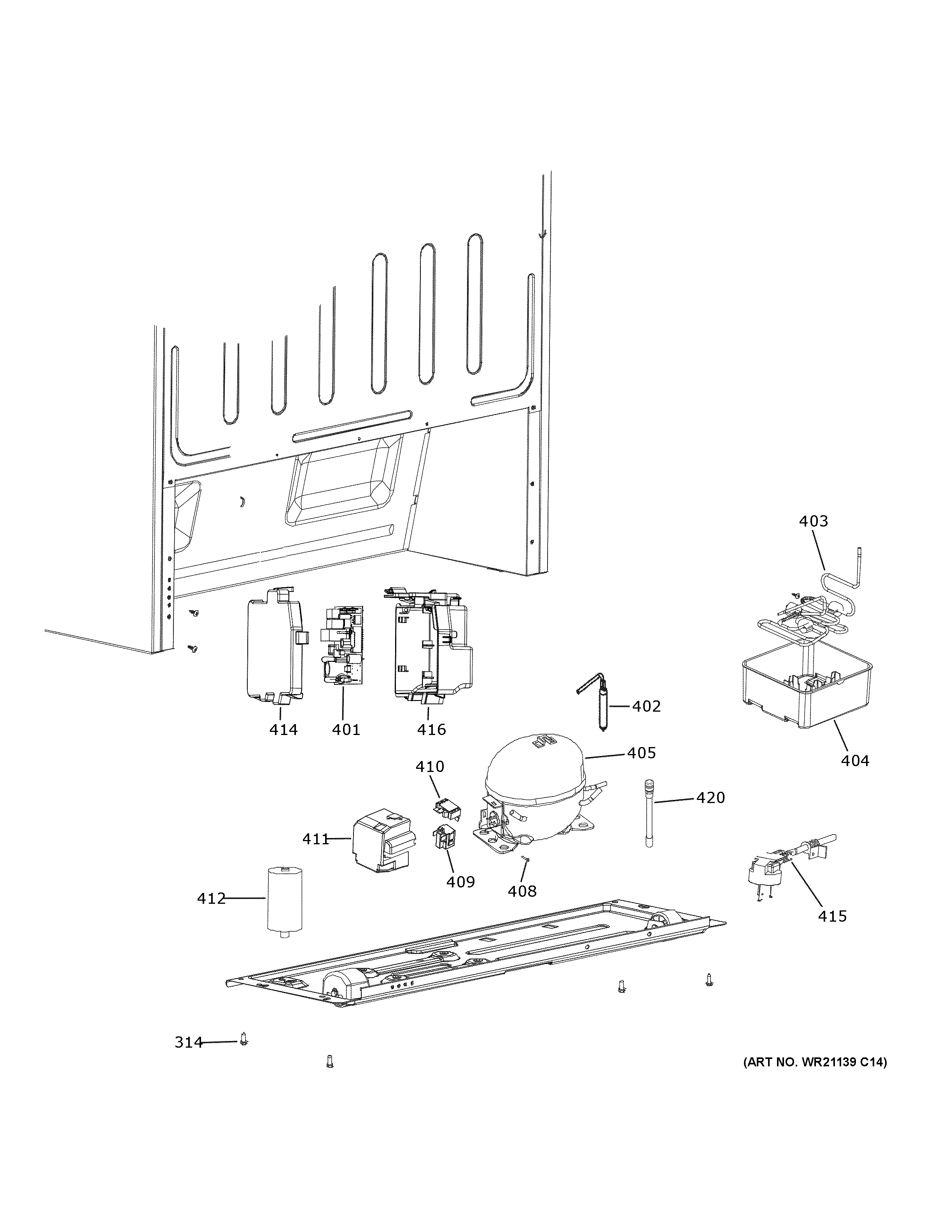 GE FUF17DLREWW machine compartment diagram