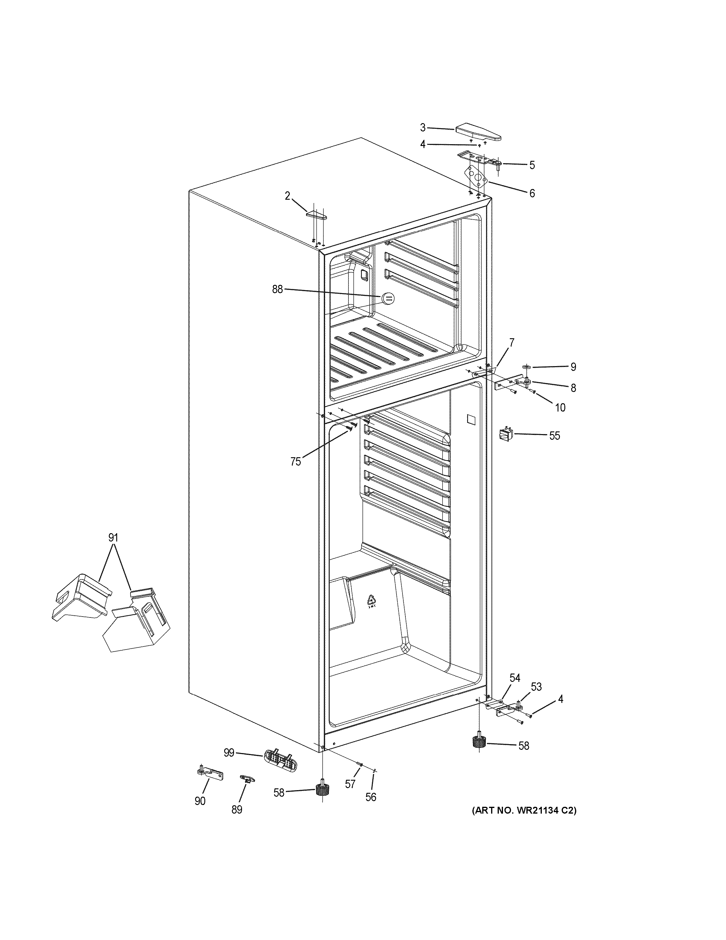 GE GPE12FGKEWW case parts diagram