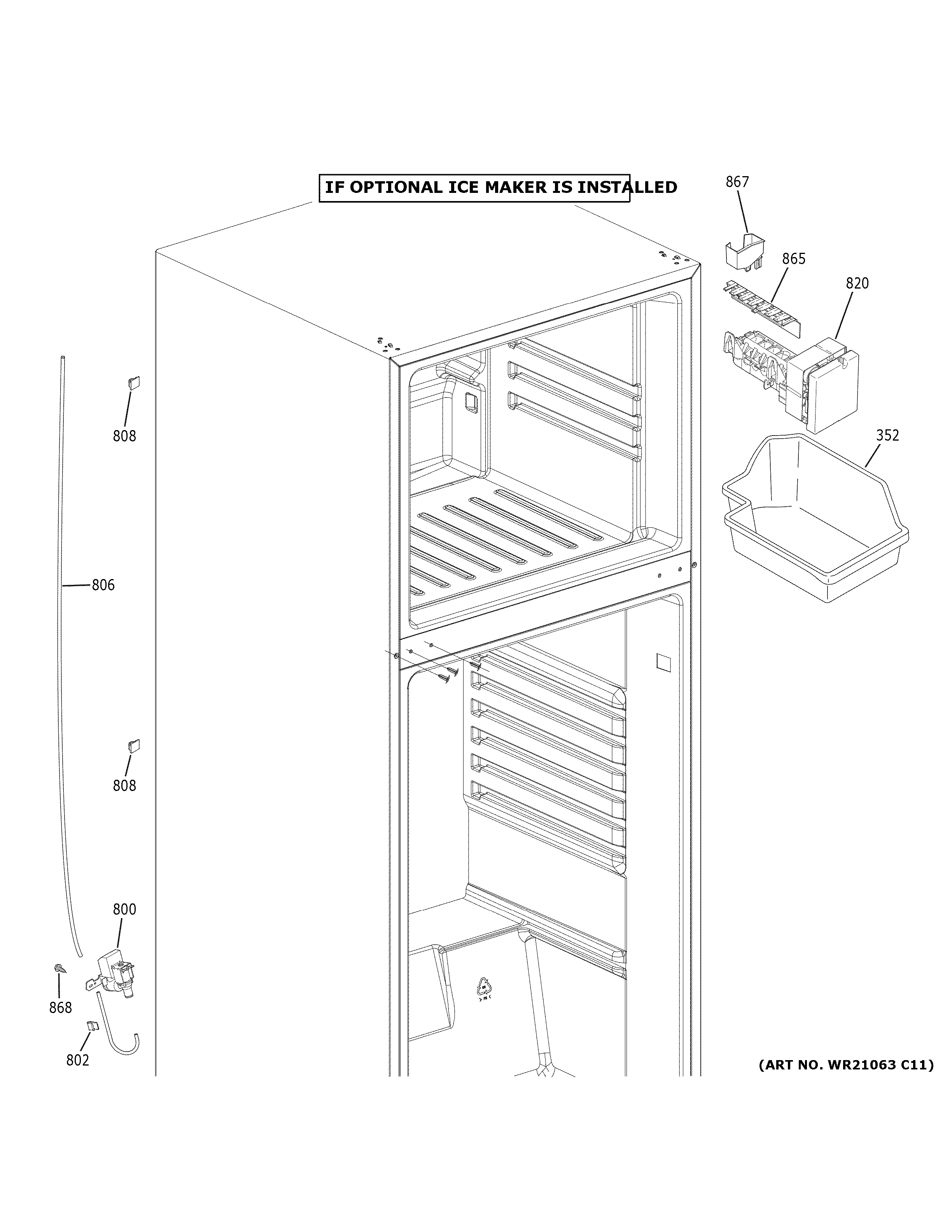 GE GPE12FGKEWW ice maker diagram