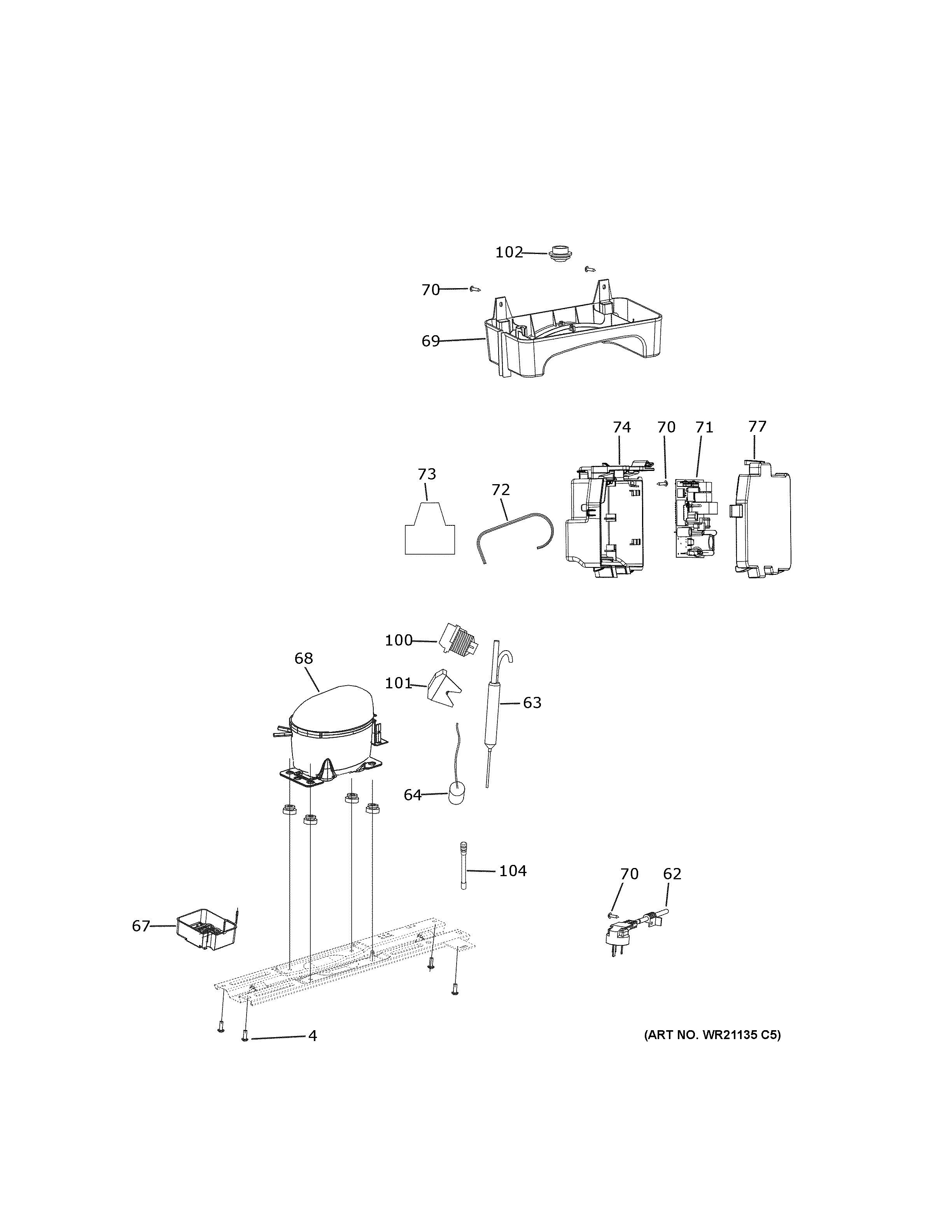 GE GPE12FGKEBB machine compartment diagram