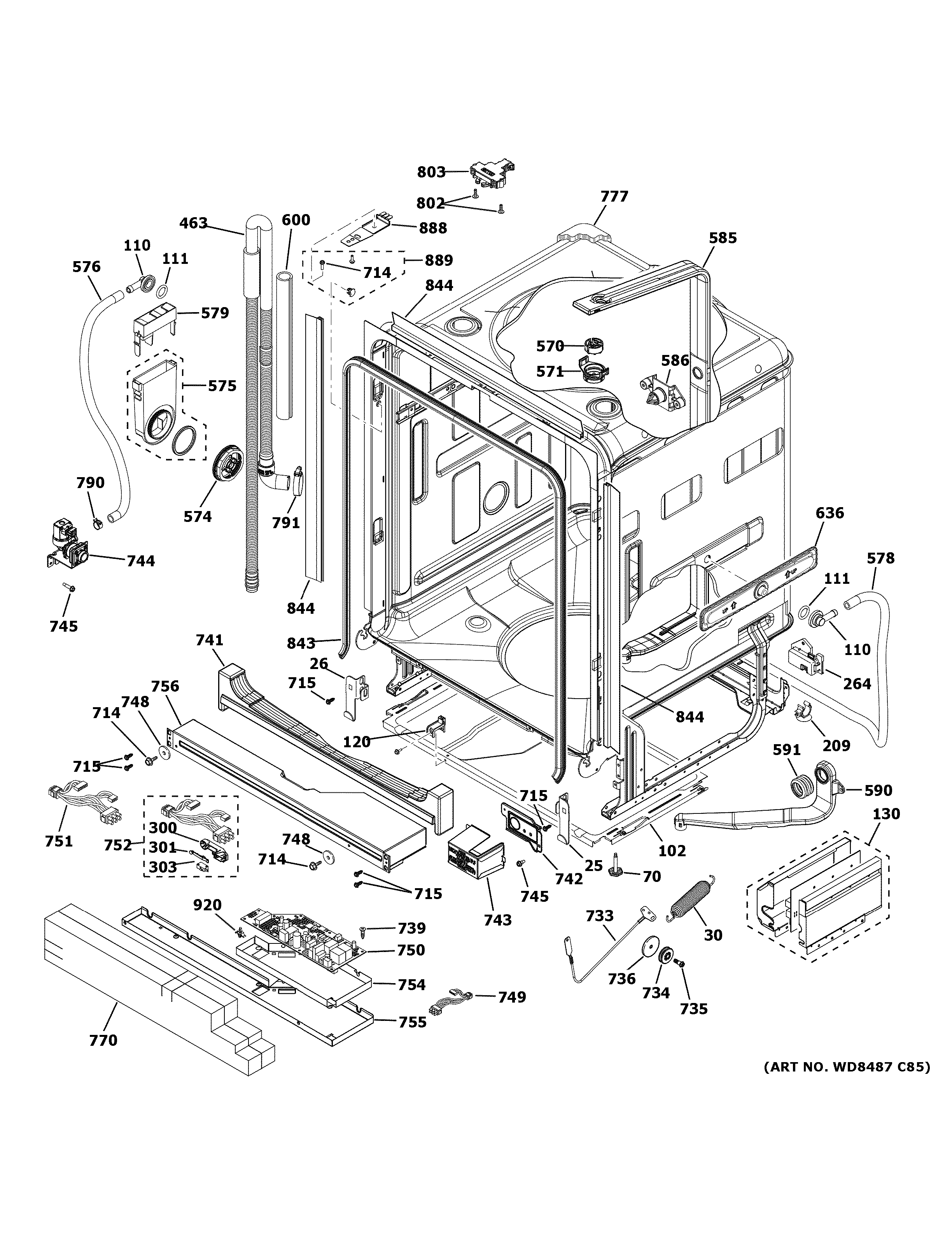 GE CDT866P3M4D1 body parts (1) diagram