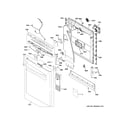GE PDT785SBN2TS escutcheon & door assembly diagram